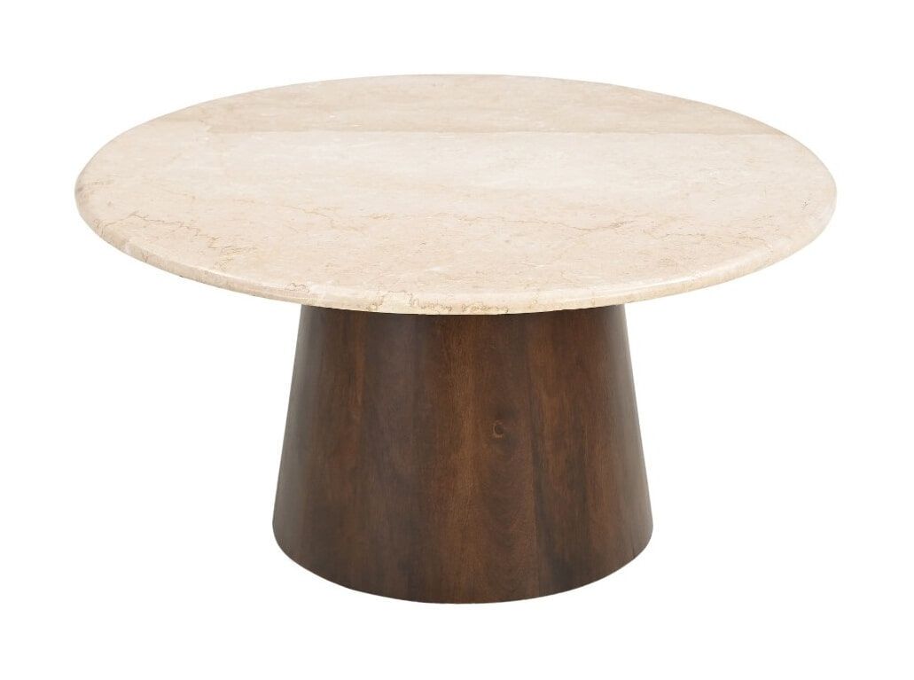 Sohome ronde salontafel Margred – marmer & mangohout, 75 cm, beige