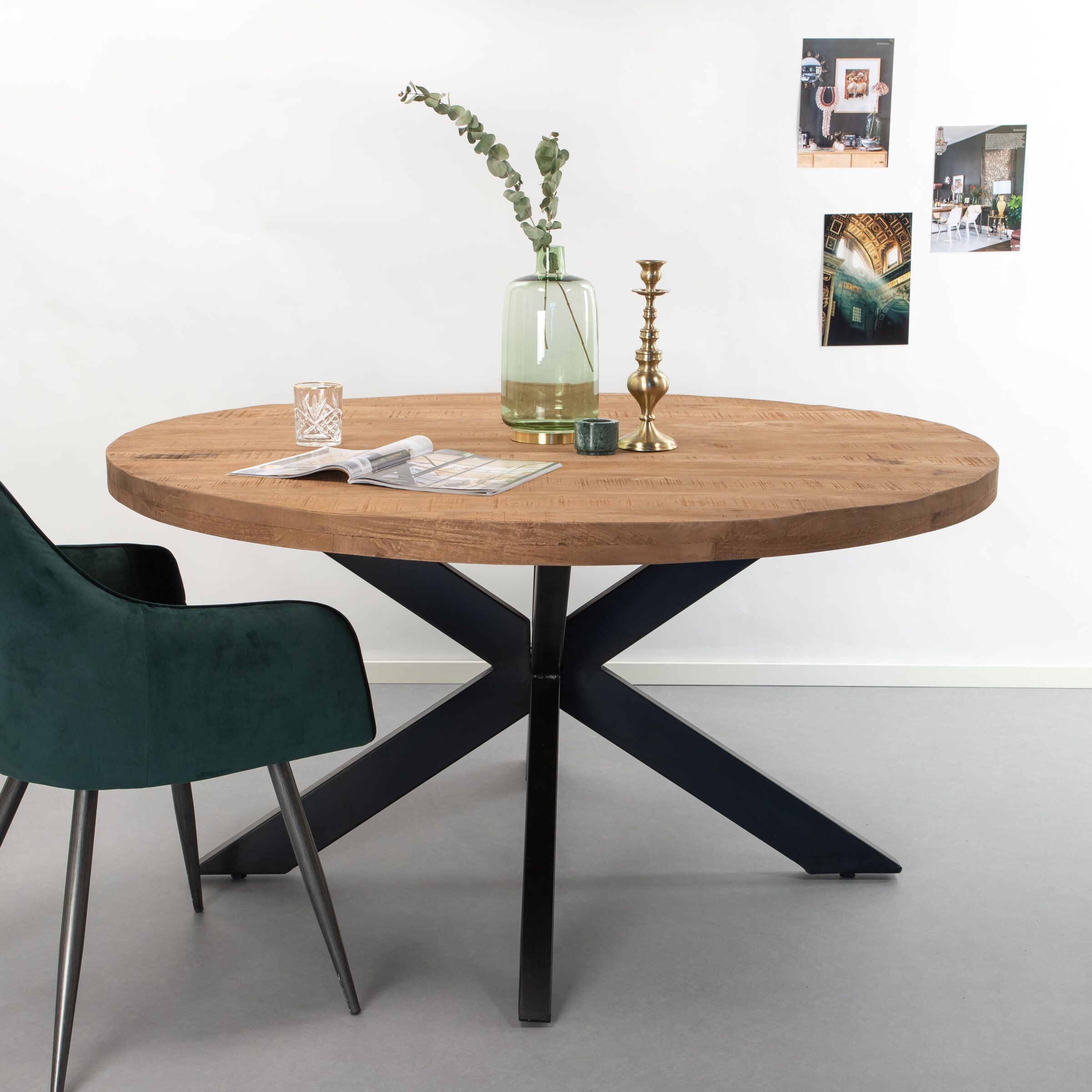 Sohome YANNICK Ronde Eettafel – 130 cm Mangohout & Zwart Staal