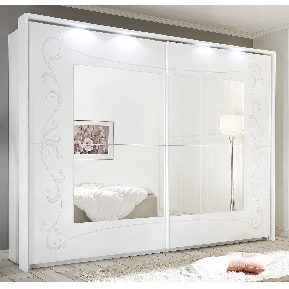 Soler Kledingkast 243 cm – Strakke schuifdeuren in mat wit van Pesaro Mobilia