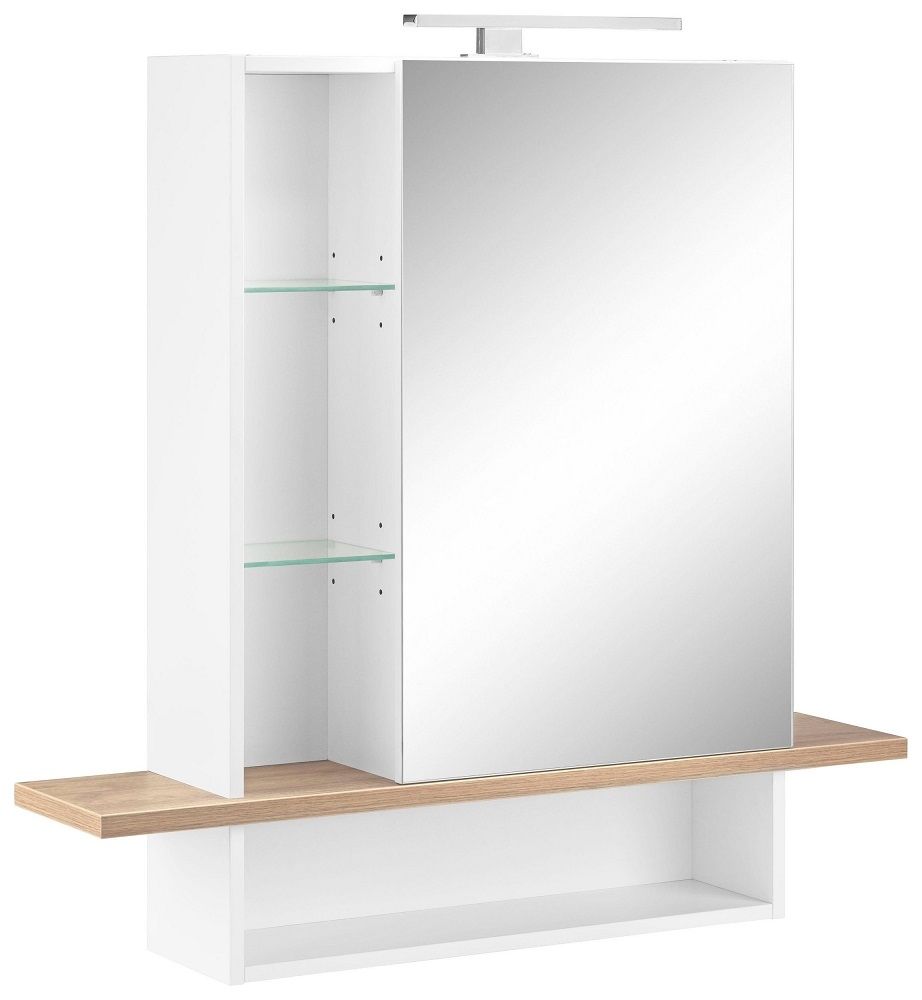 Spiegelkast Novolino 90 cm – Strak wit met Navarra‑eiken