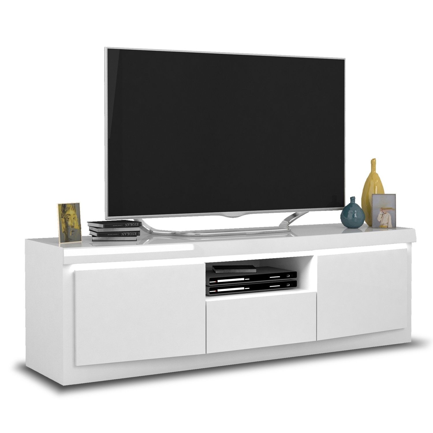 Spirit Tv‑meubel 180 cm – strak hoogglans wit met geïntegreerde LED en push‑to‑open