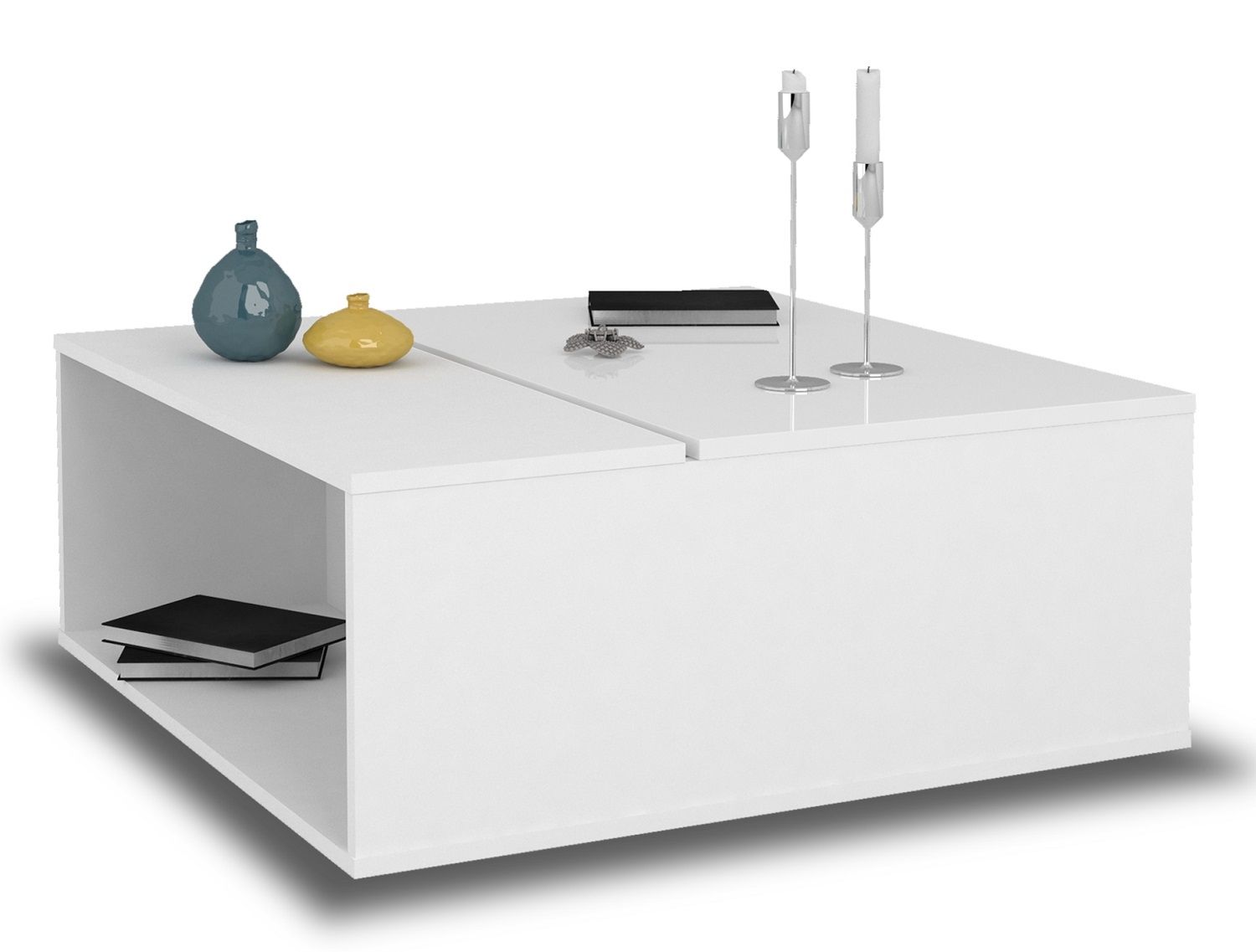 Spirit – Vierkante salontafel 90 × 90 cm in hoogglans wit