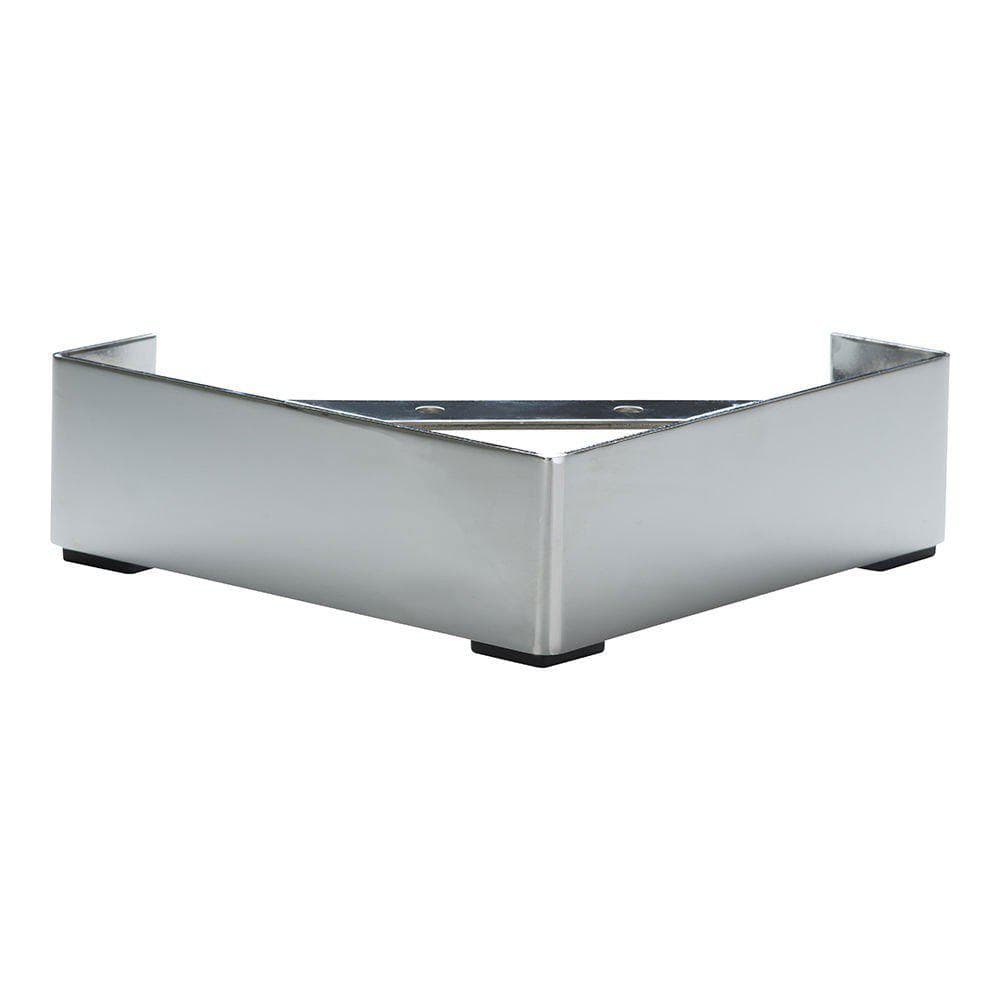 Stalen meubelpoot chroom – vierkant 20 × 20 cm, 6,5 cm hoog – Furniture Legs Europe