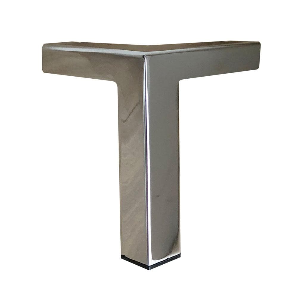 Stalen meubelpoot in chroom – hoek 9,5 × 9,5 cm, 12 cm hoog