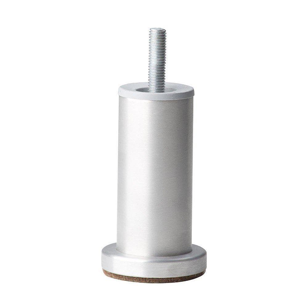 Stalen meubelpoot met ronde aluminium afwerking – 4,2 cm Ø, 10 cm hoog (M10)