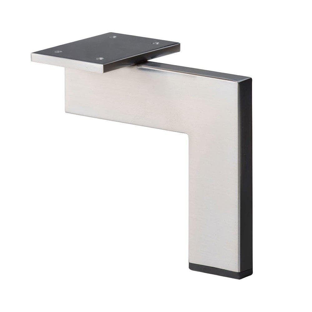 Stalen meubelpoot met RVS‑look – 16 cm hoog, 14 × 1,5 cm – Furniture Legs Europe