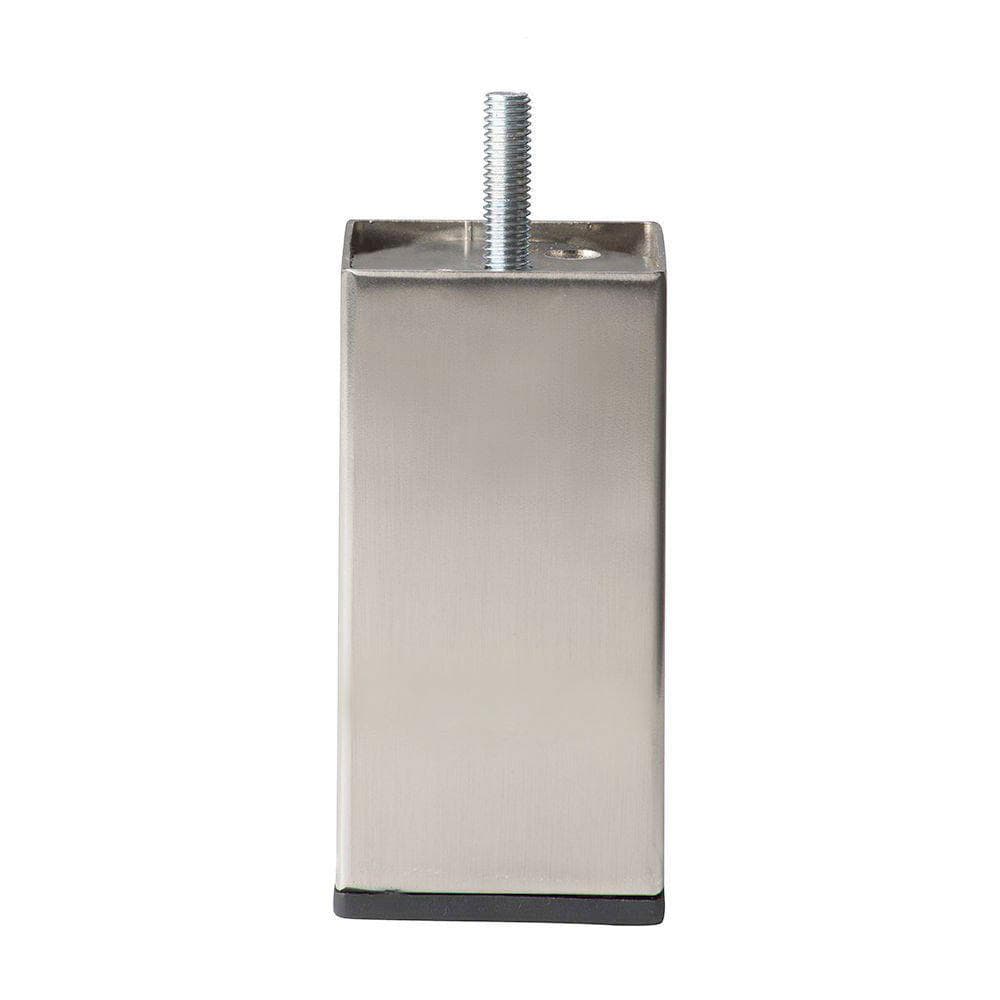 Stalen meubelpoot met RVS‑look – 5×5 cm, 10 cm hoog, M8 draadeind
