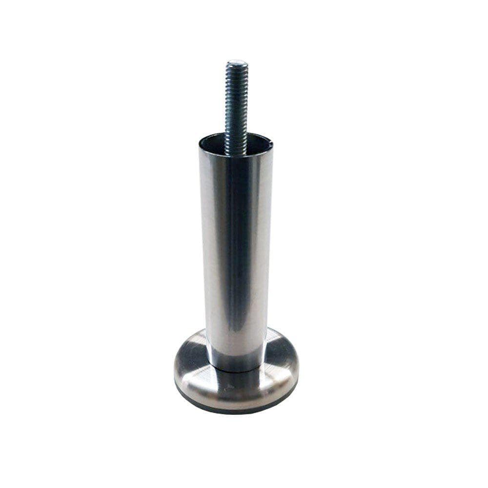 Stalen meubelpoot met RVS‑look – ronde, robuuste afwerking Ø2,5 cm, 10 cm hoog (M8)