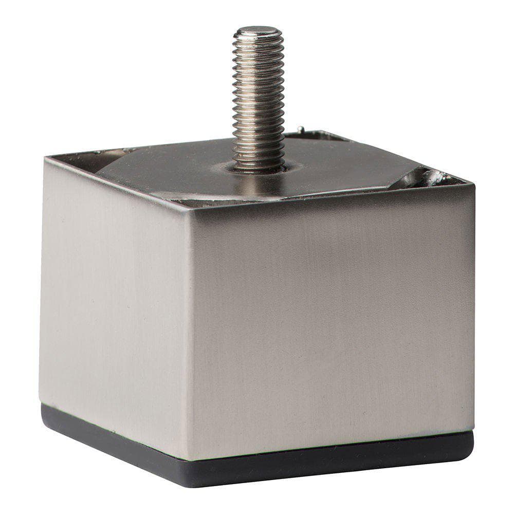 Stalen meubelpoot RVS‑look 6×6 cm, 5 cm hoog – M10 draadeind