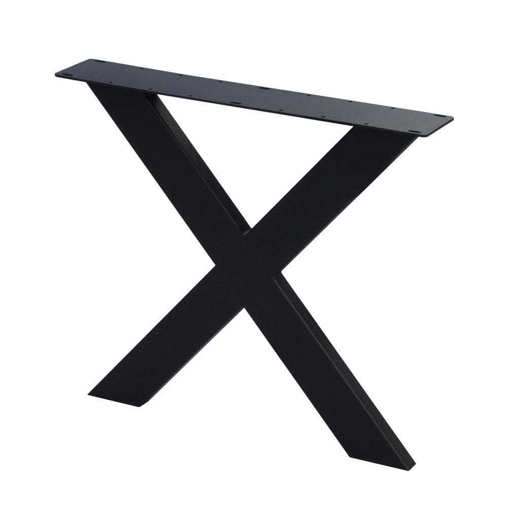 Stalen X tafelpoot 75×4 cm – 72 cm hoog, zwart (4‑stel)