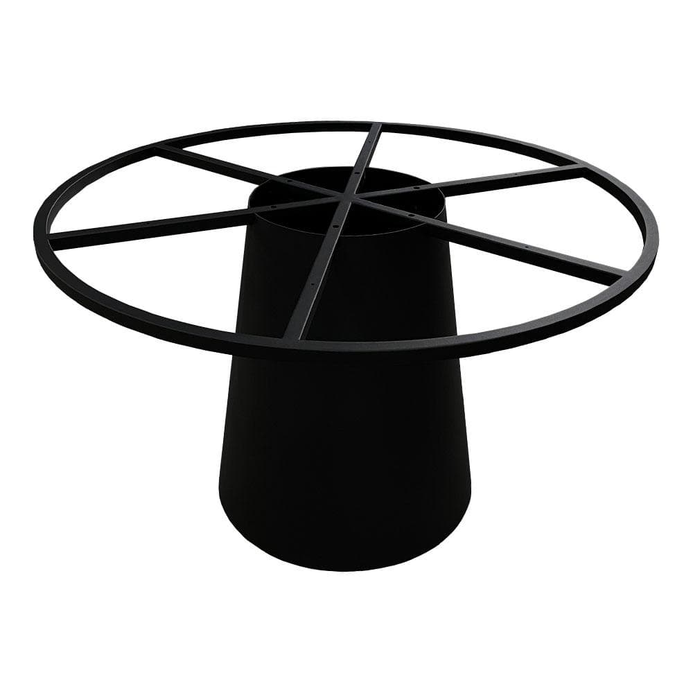 Stalen zwarte kegeltafelpoot met wiel – 74 cm hoog, 65×65 cm basis
