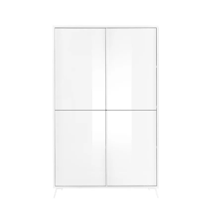 Steel Opbergkast 104 × 174 cm – Hoogglans Wit met 4 Deuren
