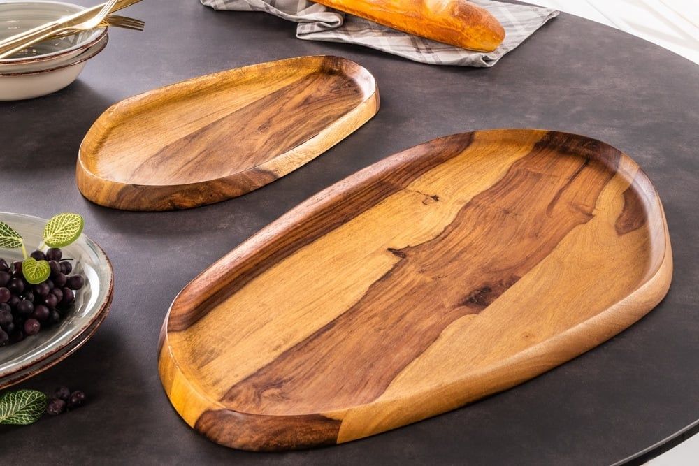 Stevige set van 2 serveerplanken Amazonas – 56 cm, sheesham steenafwerking
