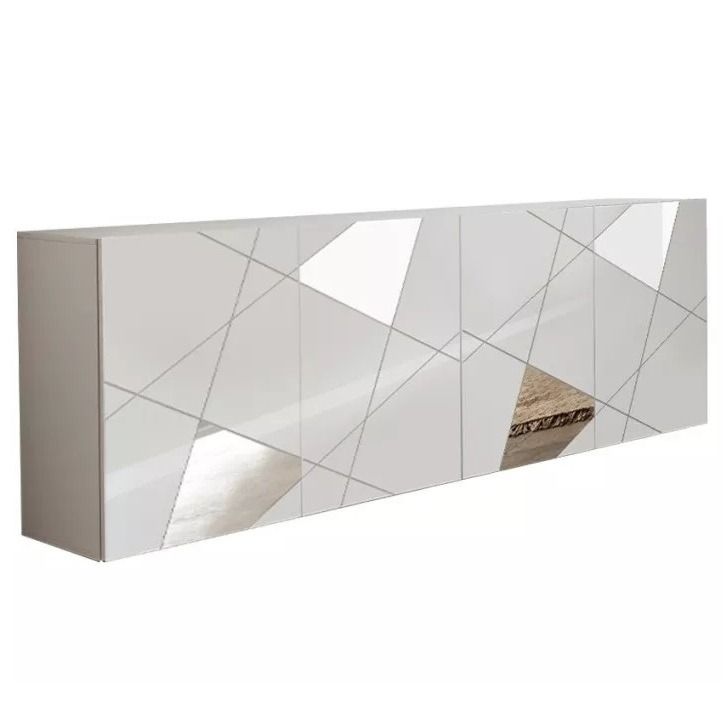 Stijlvol dressoir Vittoria – 241 cm breed, 4 deuren, hoogglans wit