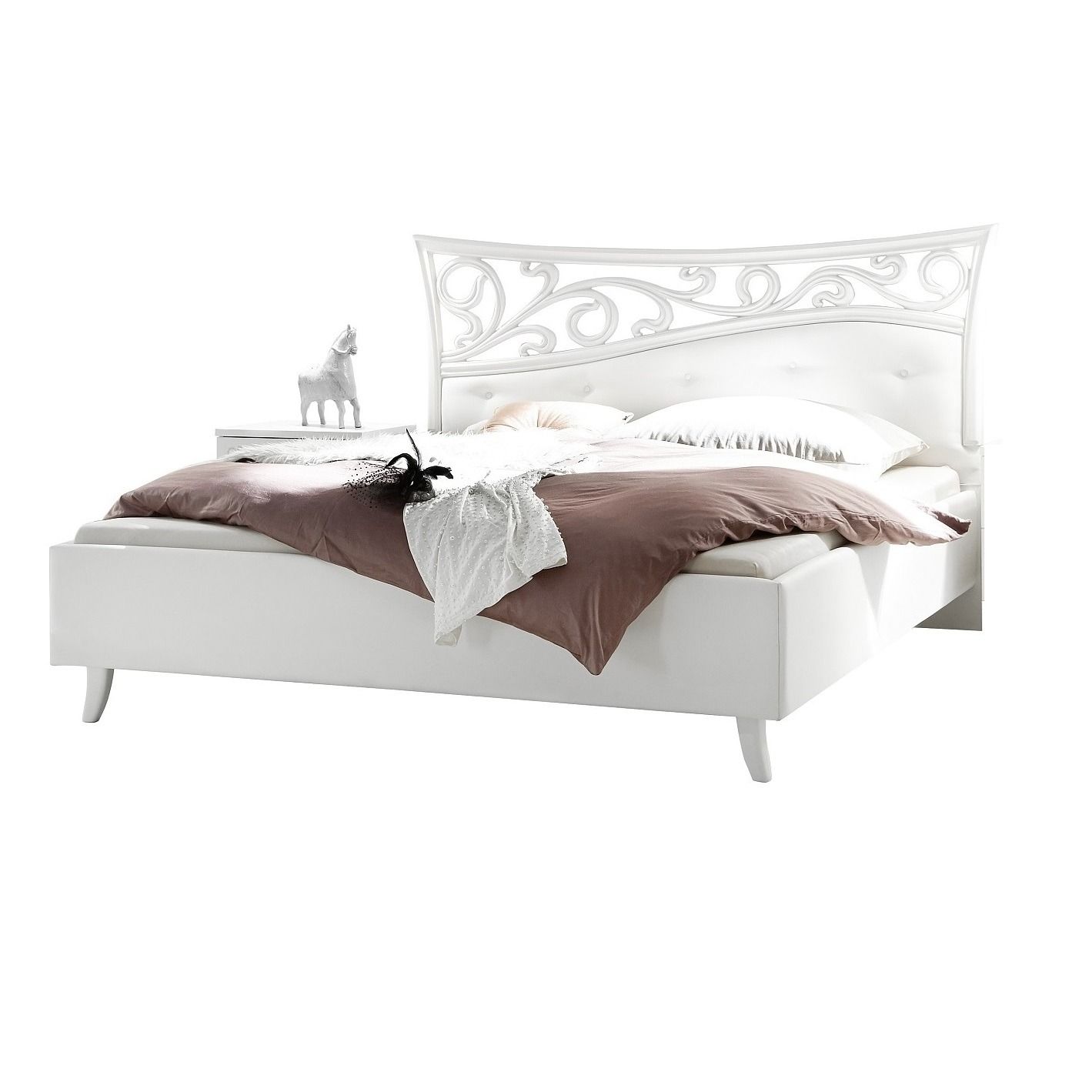 Stijlvol en Ruim Tweepersoonsbed Soler 180×200 cm – Mat Wit