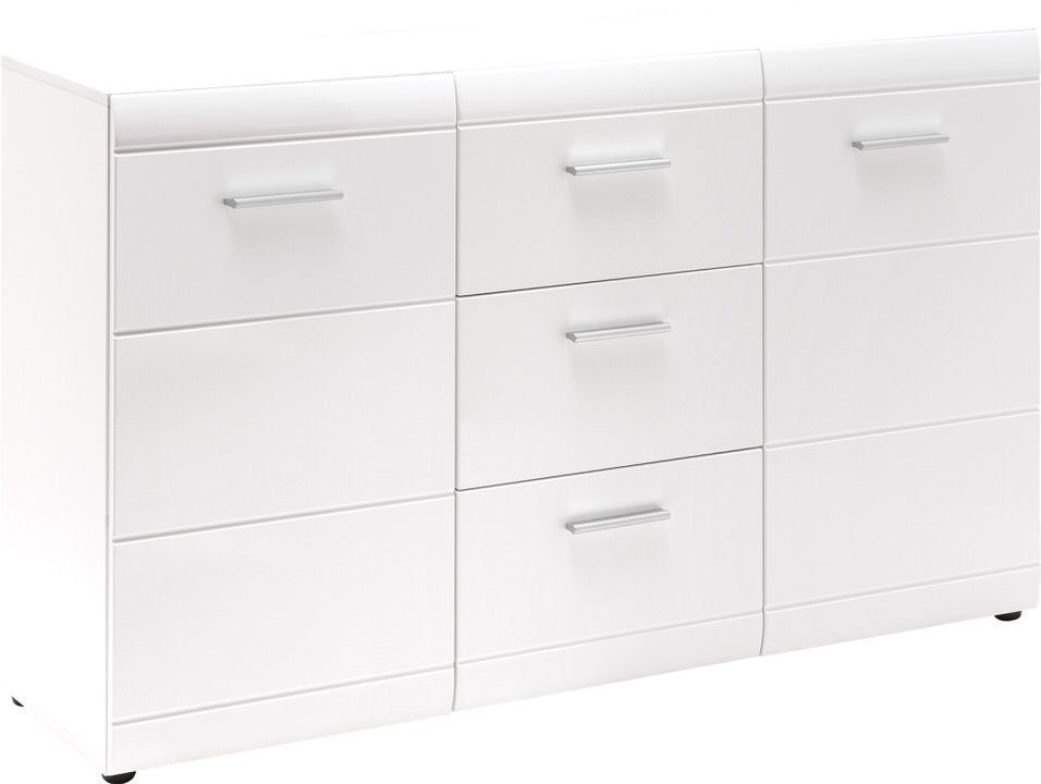 Stijlvol hoogglans wit dressoir Adana – 144 cm praktische opbergruimte