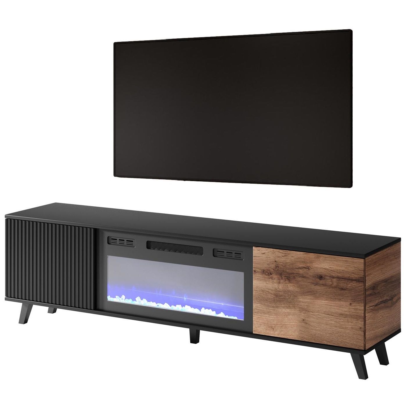 Stijlvol TV‑meubel Random 180 cm met sfeervolle LED‑sfeerhaard – Home Style