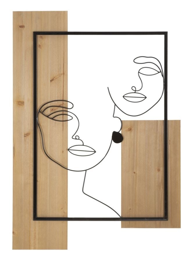 Stijlvol Wandpaneel van Ijzer en Hout – 63 × 2 × 90 cm | Mauro Ferretti