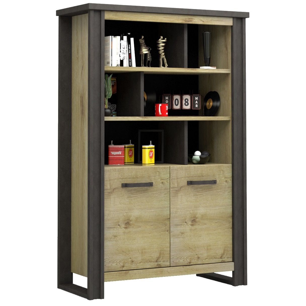 Stijlvolle Baxter Boekenkast 180 cm – Industrieel eiken & antraciet