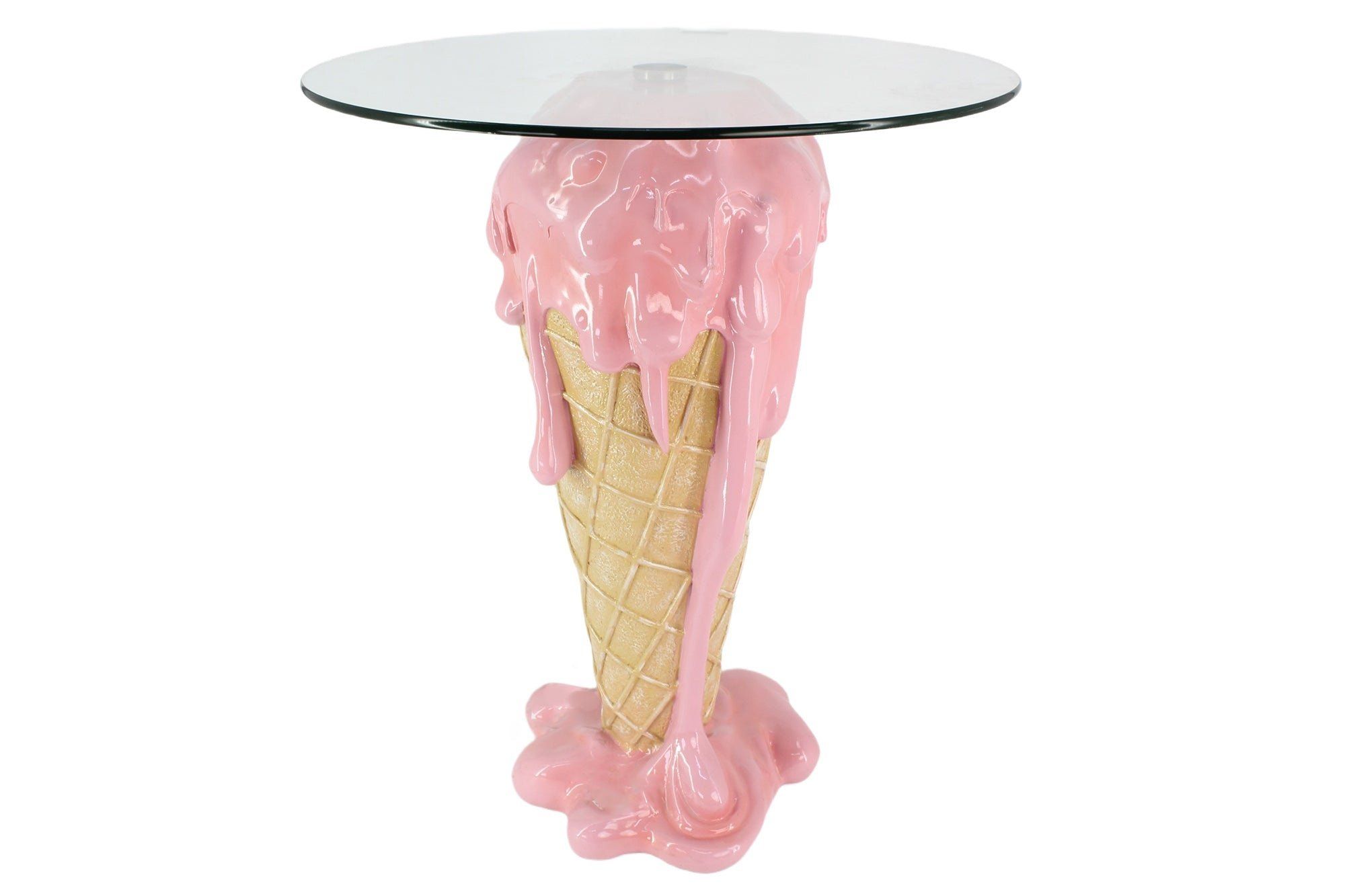 Stijlvolle bistrobartafel ICE CREAM – 75 cm gehard glas in roze‑beige