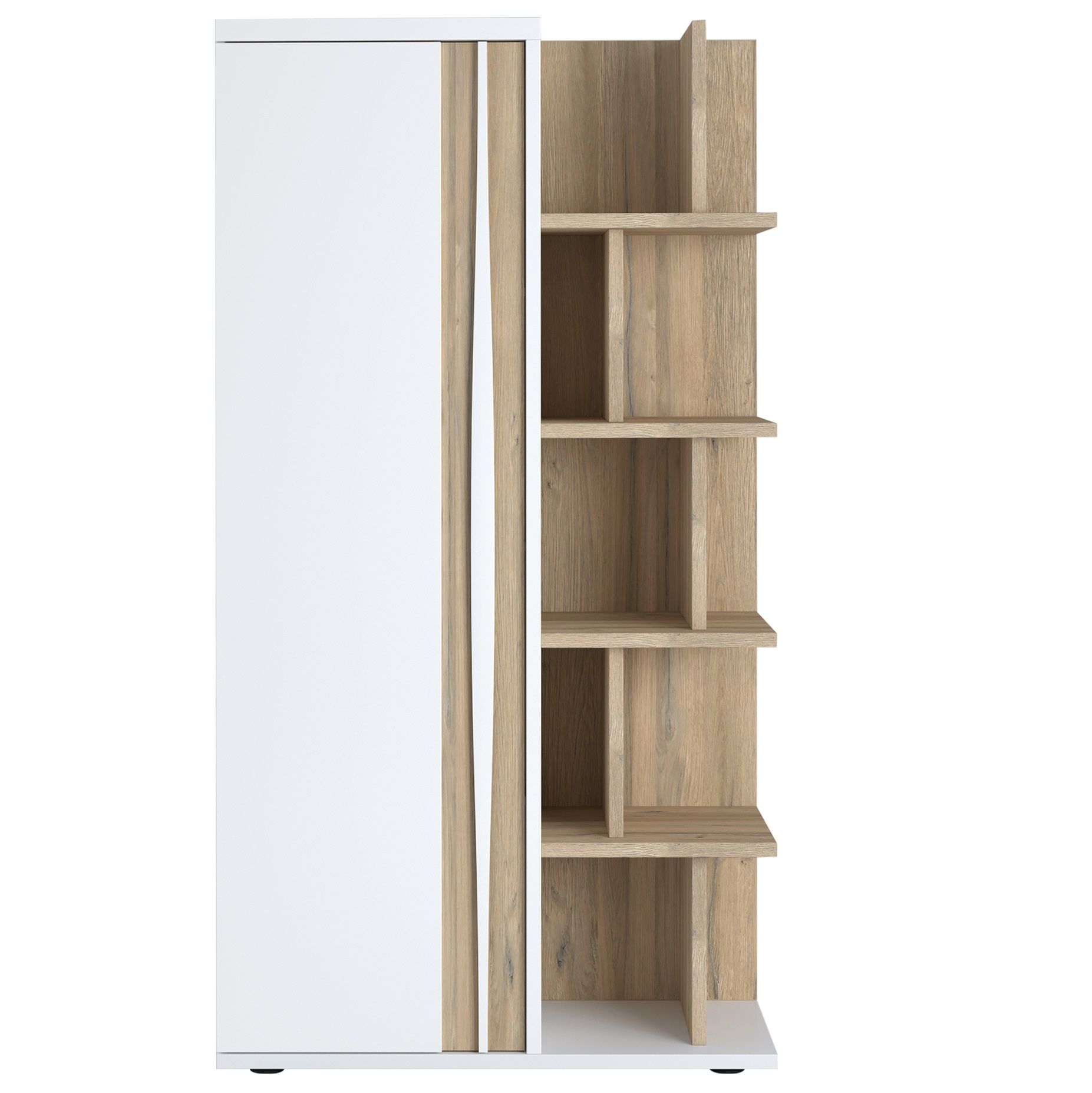 Stijlvolle Boekenkast Insta 180×95 cm – Hoogglans wit met eikenaccent