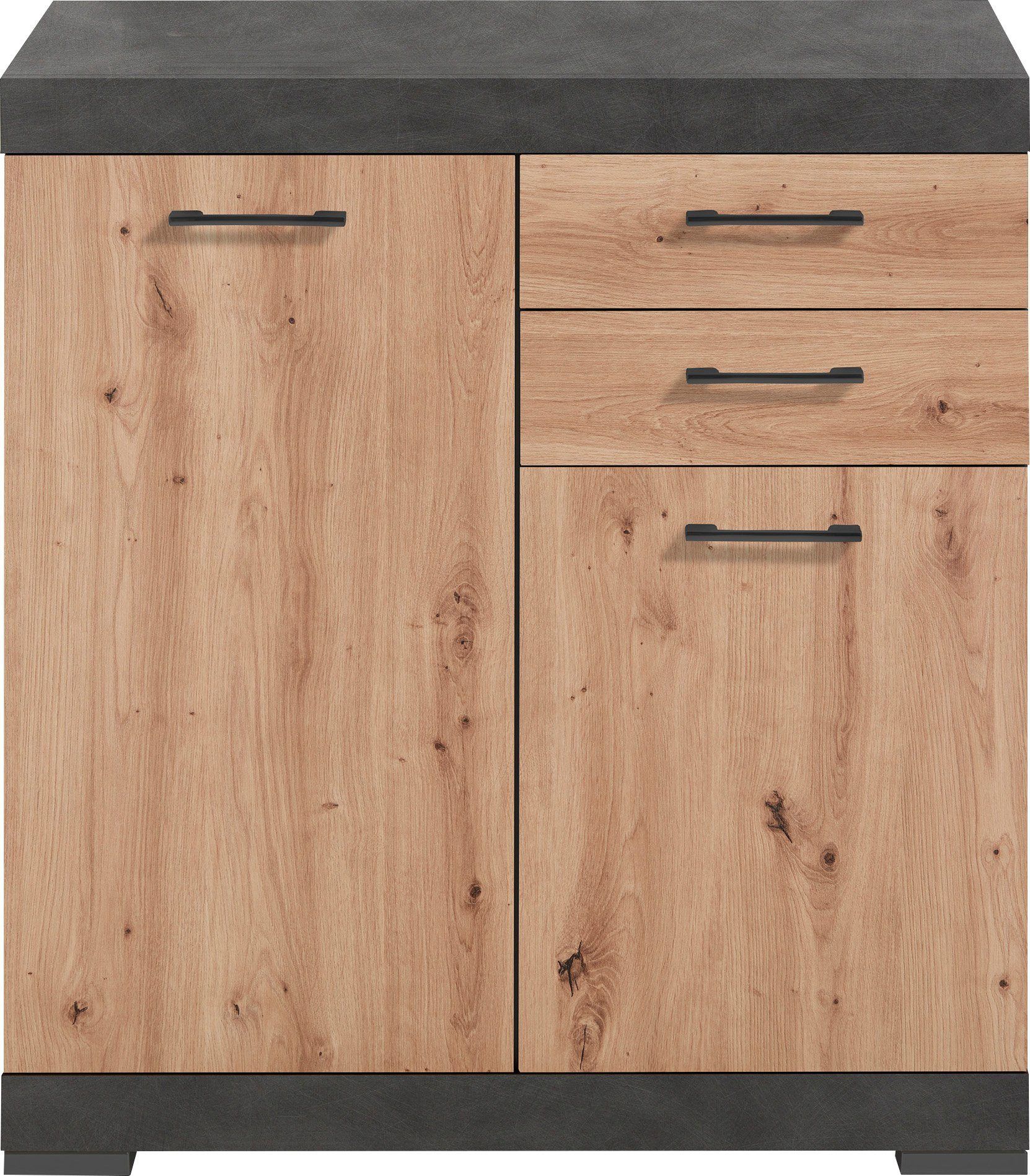 Stijlvolle Commode Bristol 2 – Compacte Opbergoplossing in Eiken & Antraciet