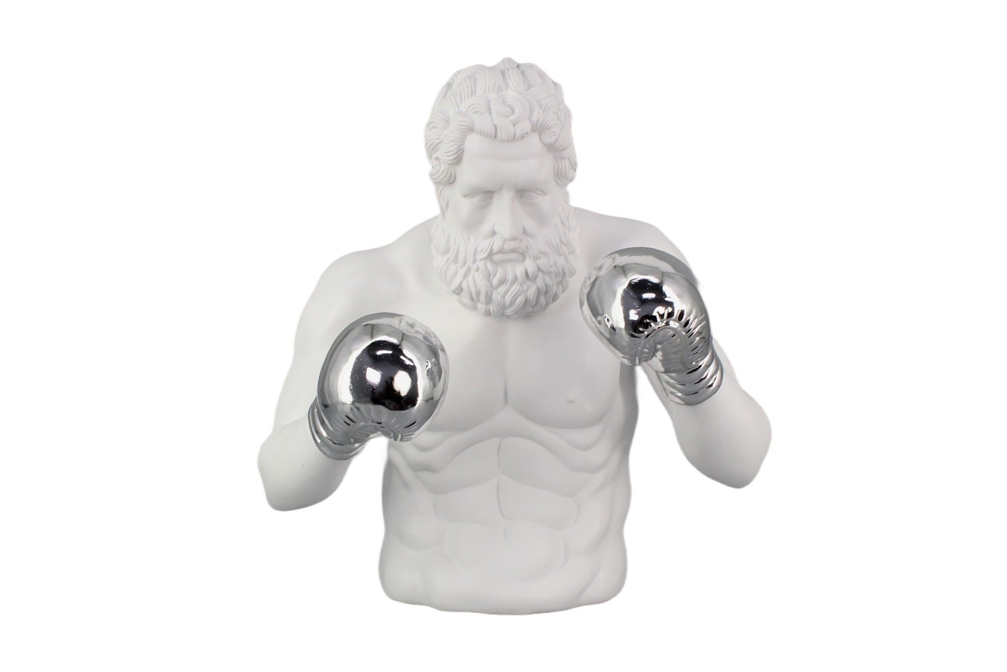 Stijlvolle decoratiefiguur Boxer 50 cm – Modern wit‑zilver design van Invicty Interior
