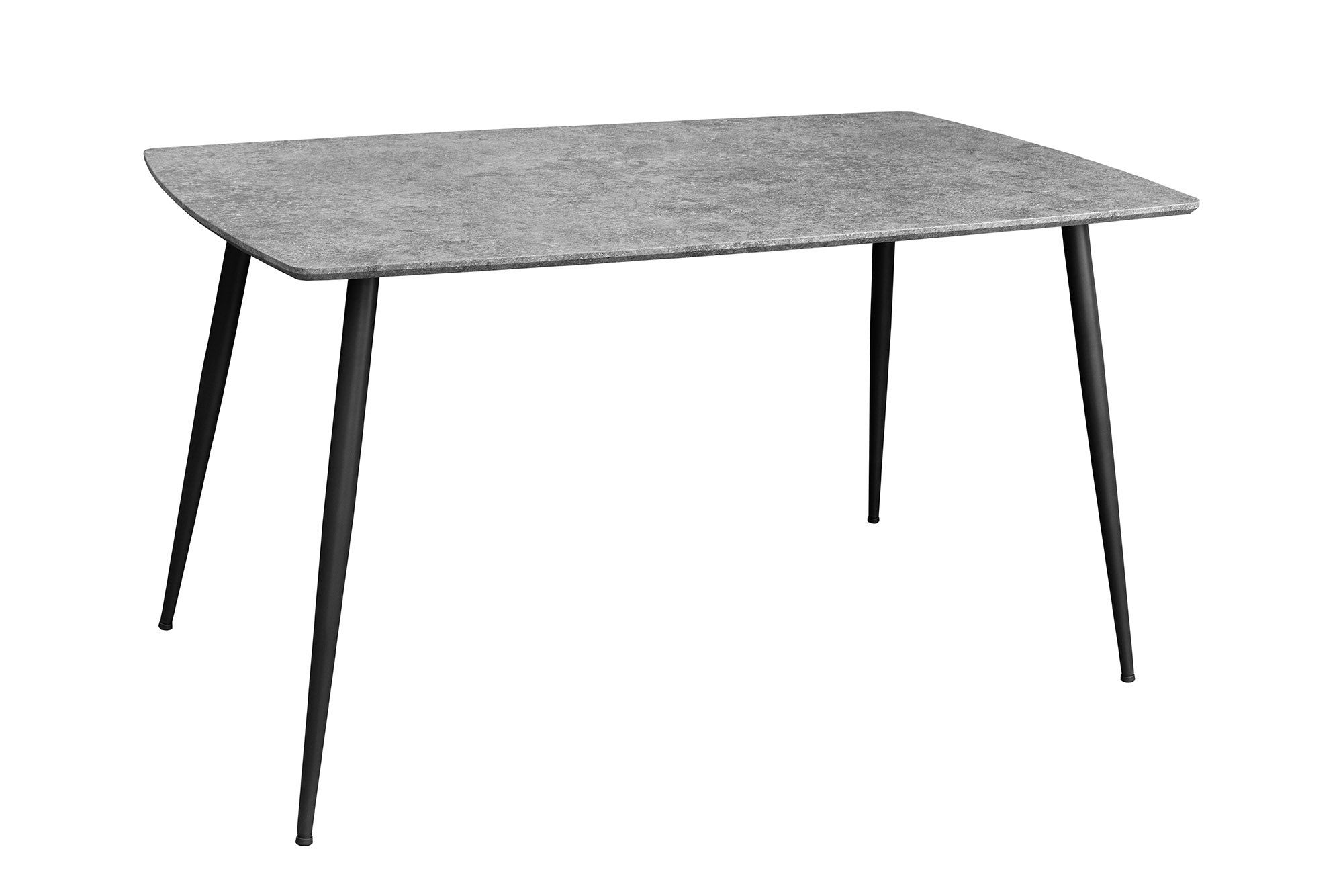 Stijlvolle eettafel APARTMENT 120 cm – Grijze steenlook met zwart metalen frame