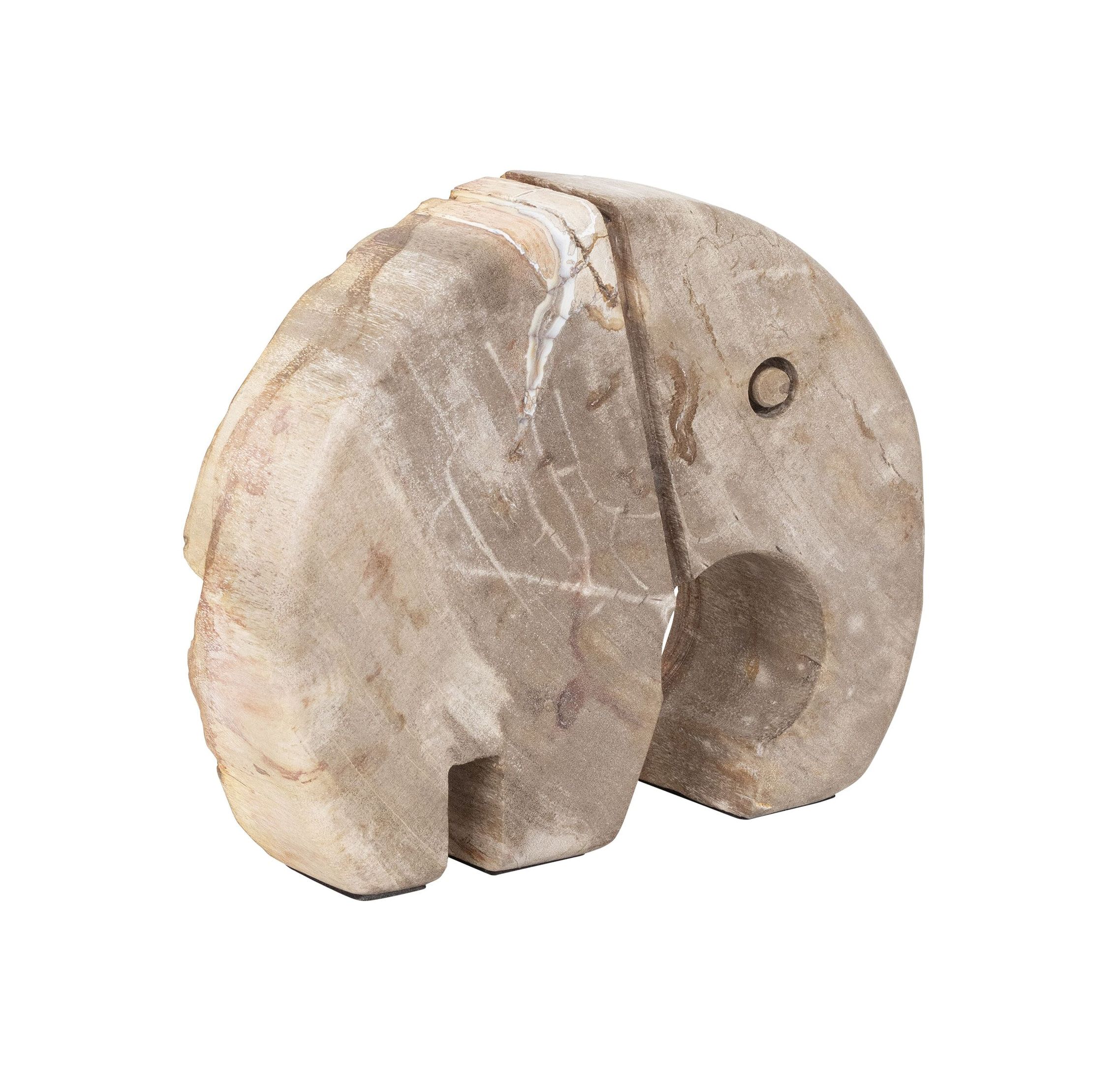 Stijlvolle ELEPHANT Ornament van MUST Living – Versteend Hout, 17 × 21 cm
