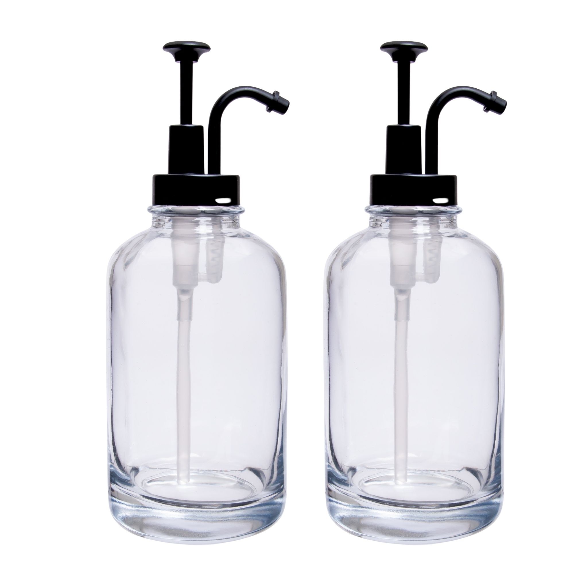 Stijlvolle glazen koffiesiroop dispenser set – 2 x 500 ml, zwart