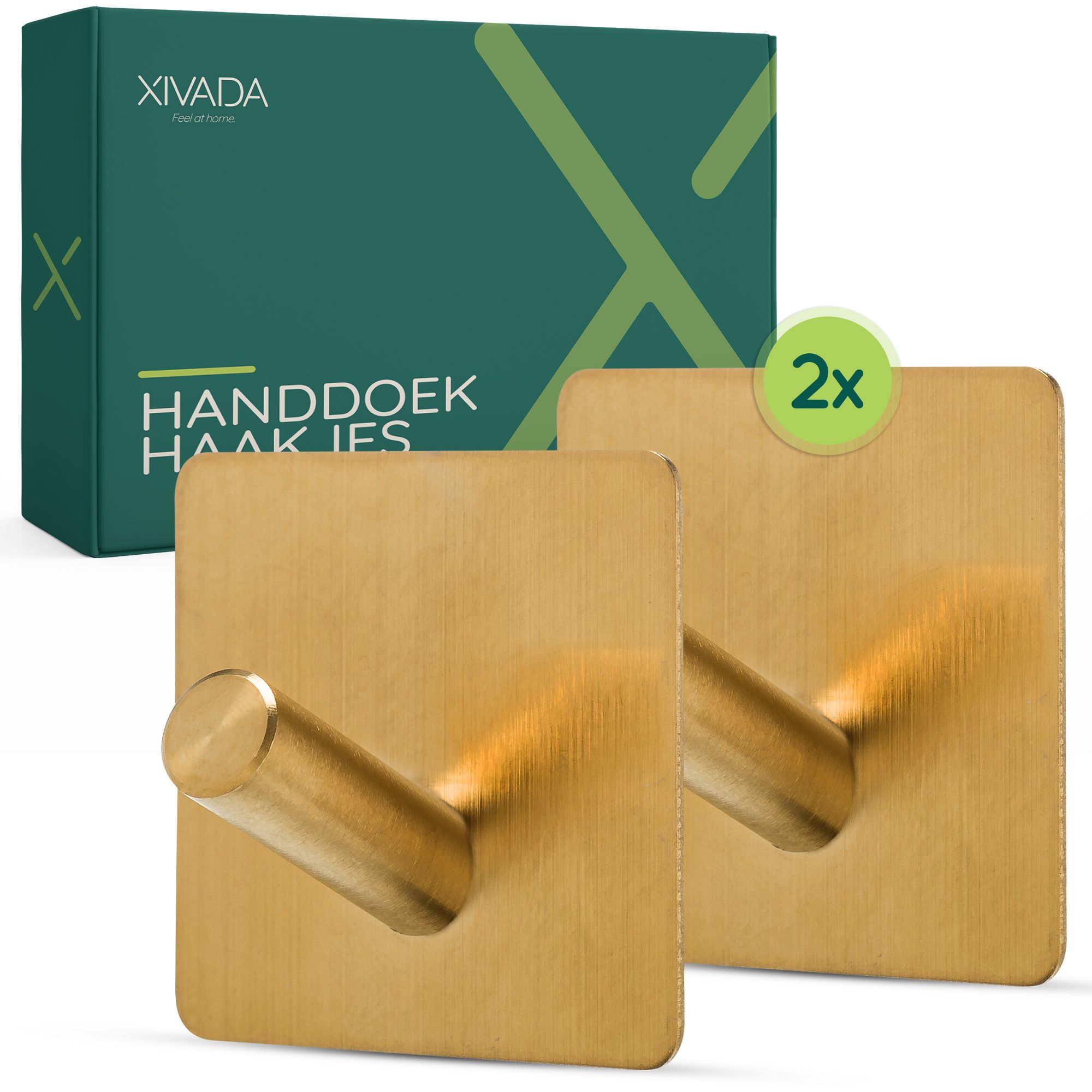 Stijlvolle Gouden Handdoekhaakjes van XIVADA – 2‑pack, zelfklevend met 3M‑tape