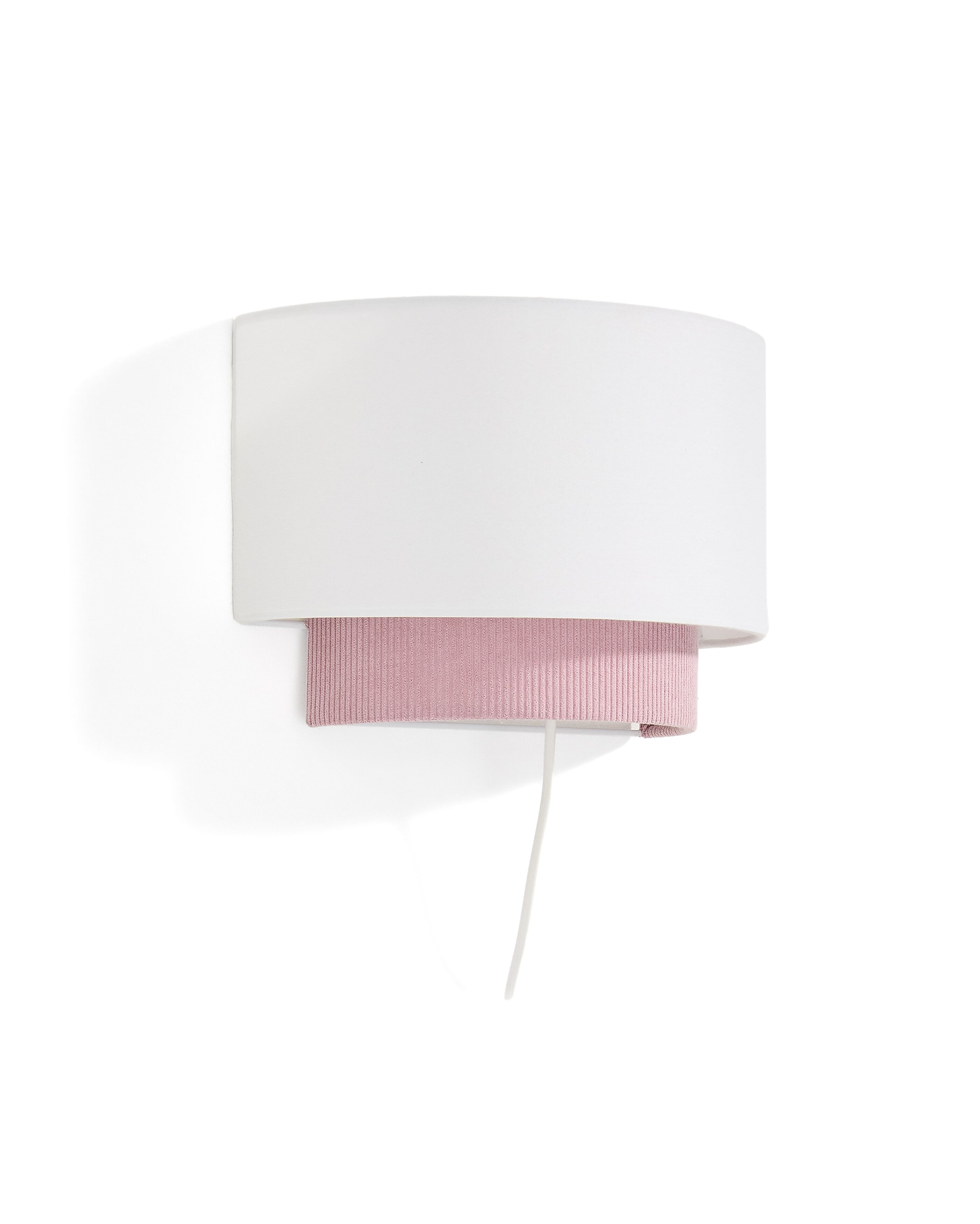 Stijlvolle Kave Home Bianella Wandlamp in zachtroze corduroy