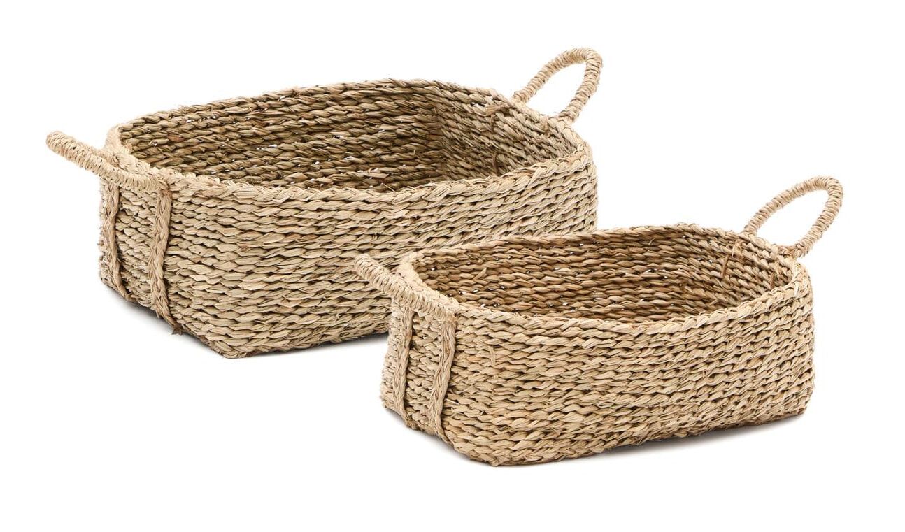 Stijlvolle Kave Home Milly Zeegrasmanden – Set van 2 in Warm Beige