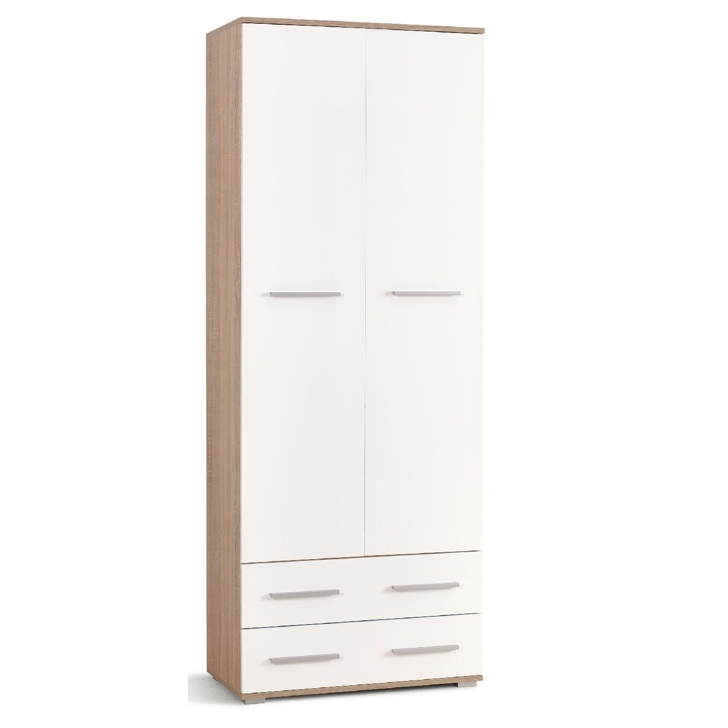 Stijlvolle kledingkast Lima – 77 cm breed, sonoma eiken & hoogglans wit