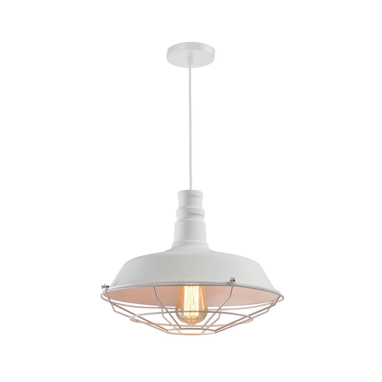 Stijlvolle landelijke QUVIO hanglamp met rooster – 36 cm, wit