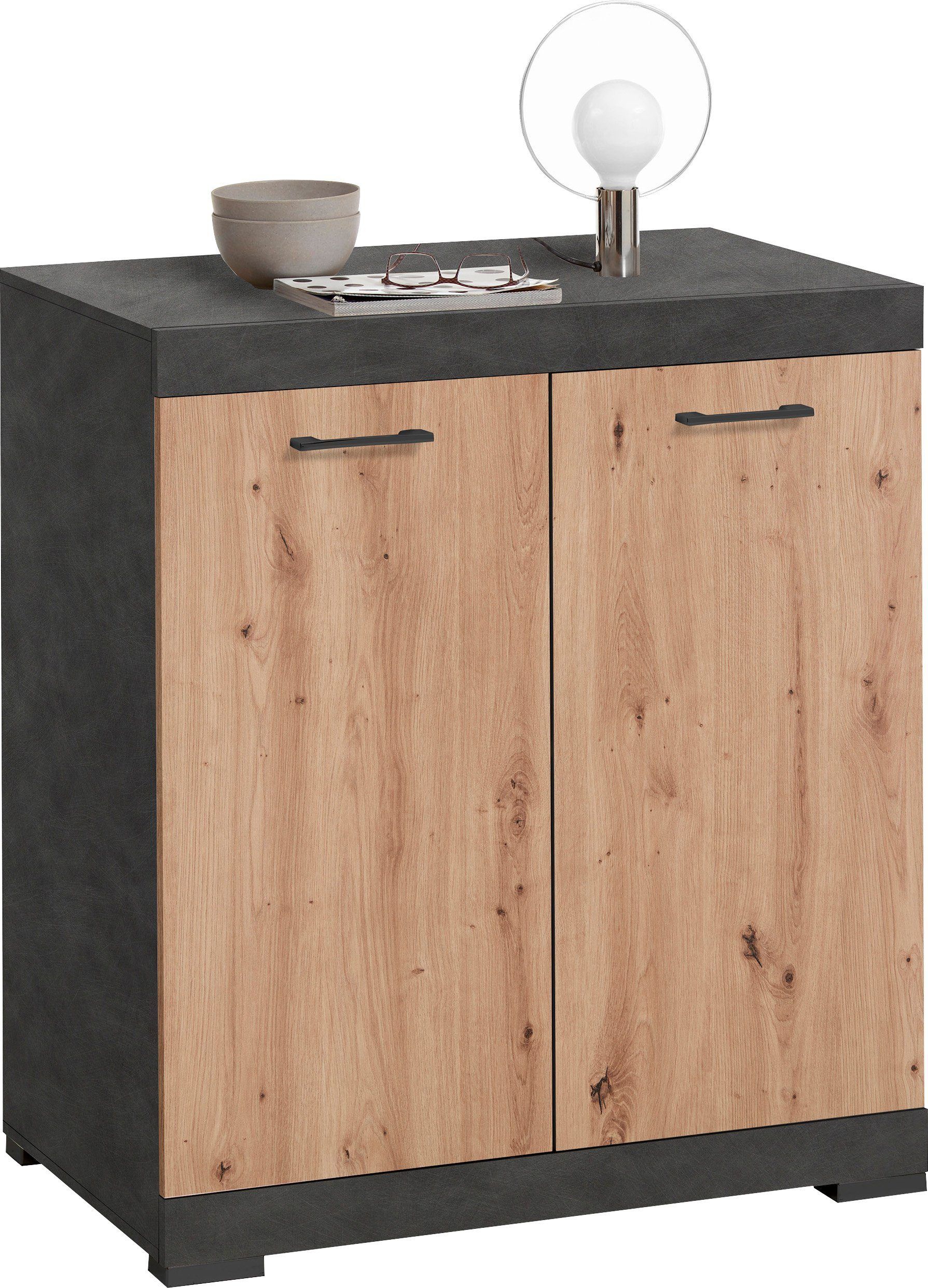 Stijlvolle Opbergkast Bristol 90 cm – Eiken & Antracite