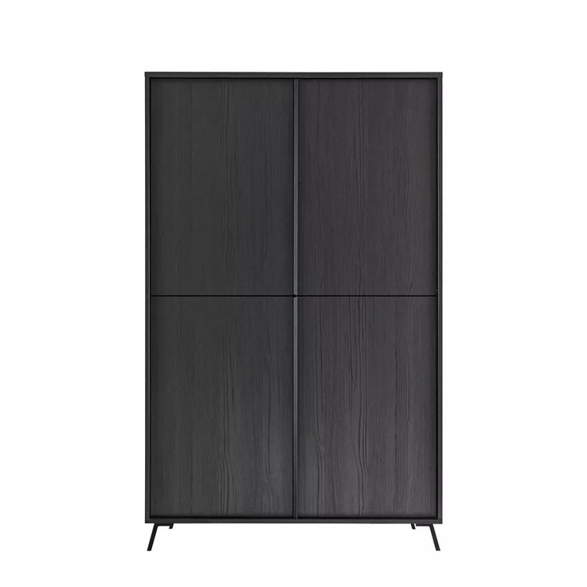 Stijlvolle opbergkast Steel 104 × 174 cm – 4‑deurs burnt black