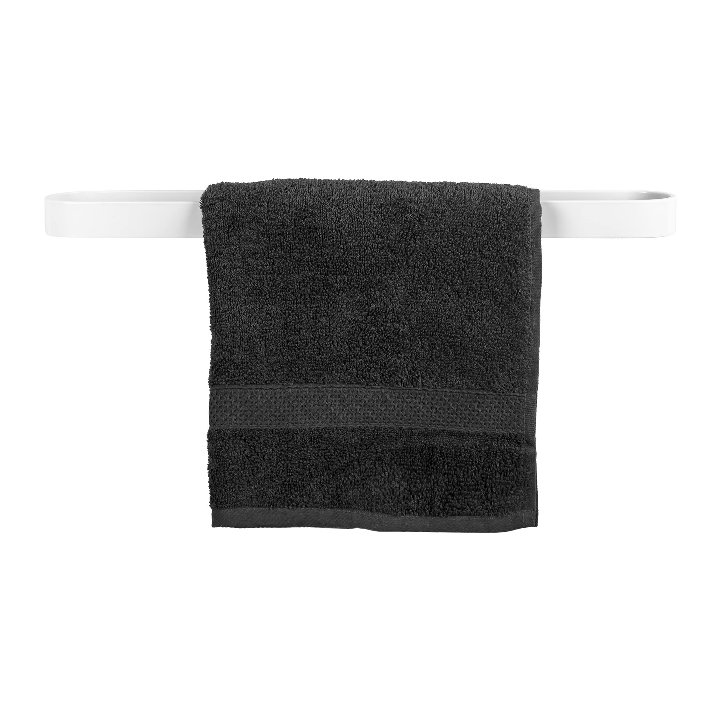 Stijlvolle QUVIO handdoekhouder met witte stang – minimalistisch design voor elke ruimte