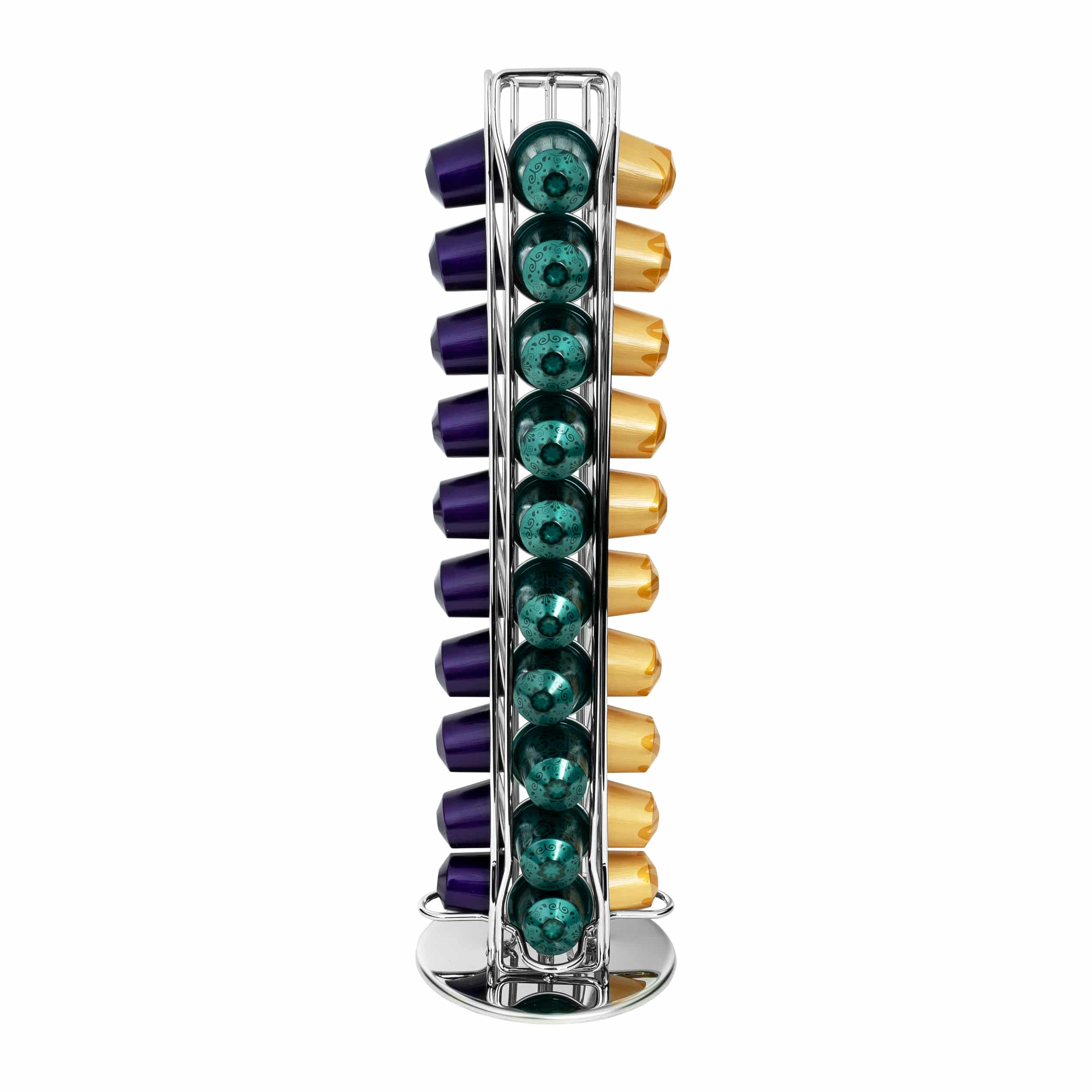 Stijlvolle QUVIO Metalen Koffiecuphouder voor 40 Nespresso Capsules – Zilver