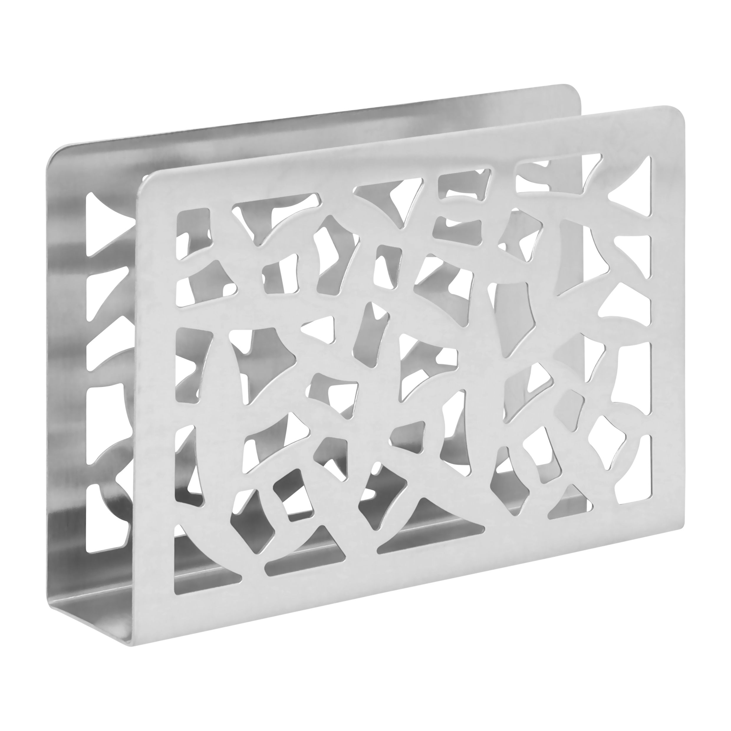 Stijlvolle QUVIO Servettenhouder in Zilver – RVS met Abstract Patroon