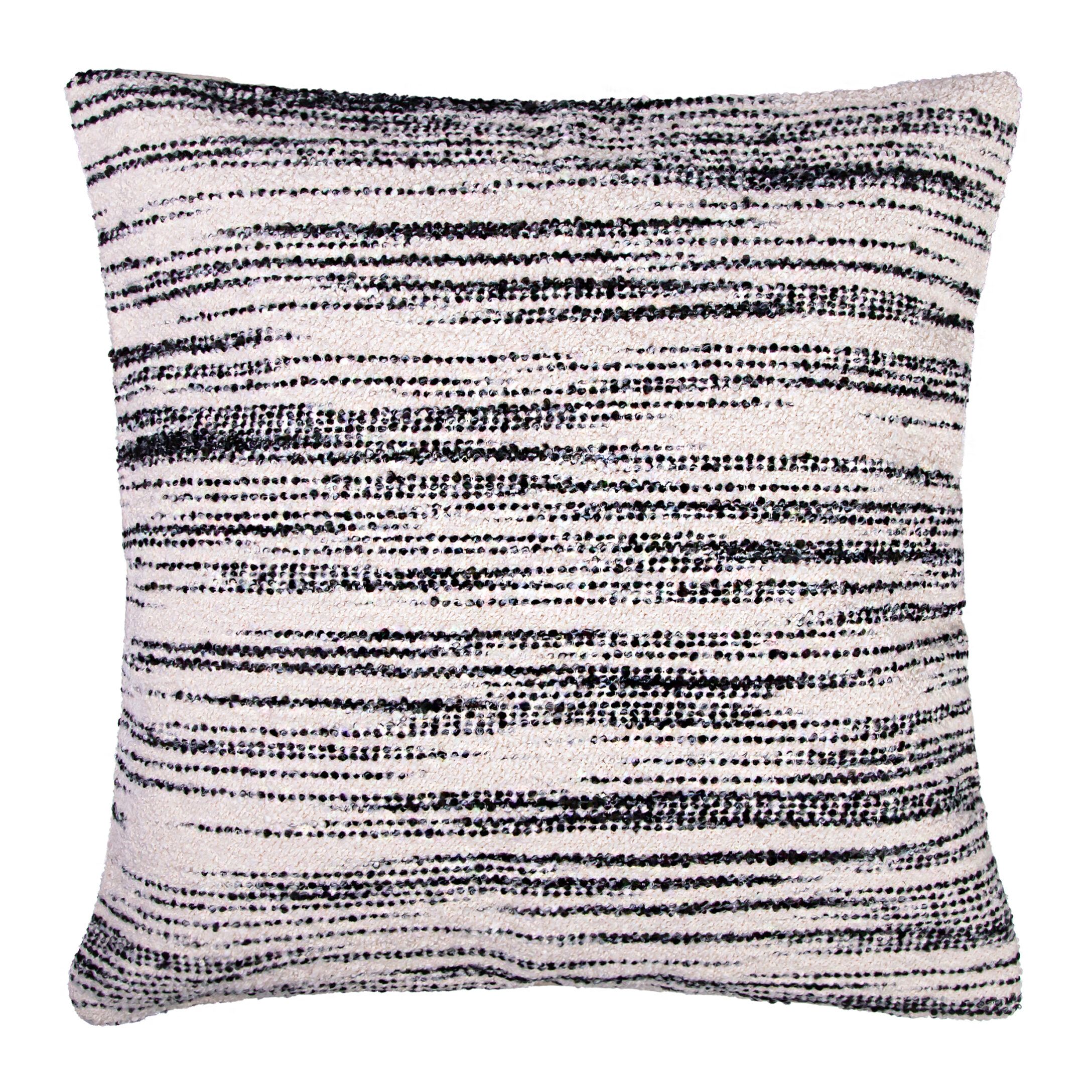 Stijlvolle QUVIO sierkussenhoes 45 × 45 cm – wit‑grijs gebreid polyester
