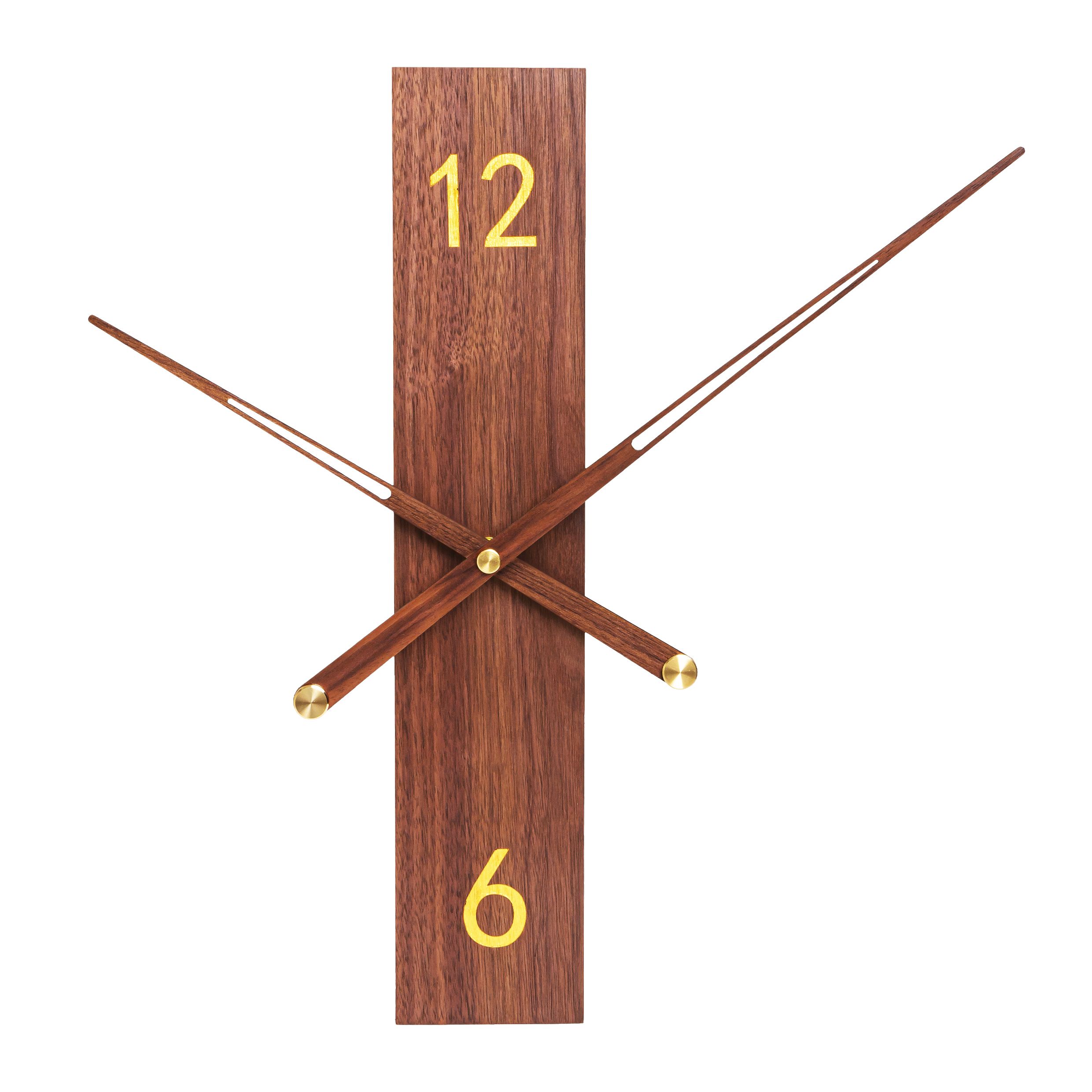 Stijlvolle QUVIO wandklok 40 cm – donkerbruin hout met stil uurwerk