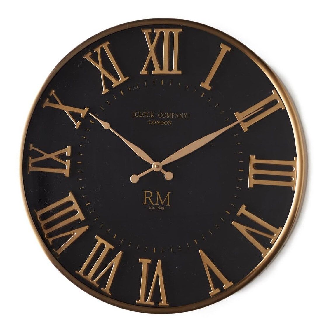 Stijlvolle Rivièra Maison Wandklok London 51 cm – Zwart met Brassdetail
