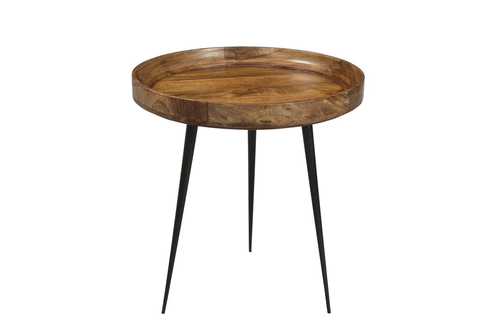 Stijlvolle ronde bijzettafel Nowi van massief mangohout – 50 cm