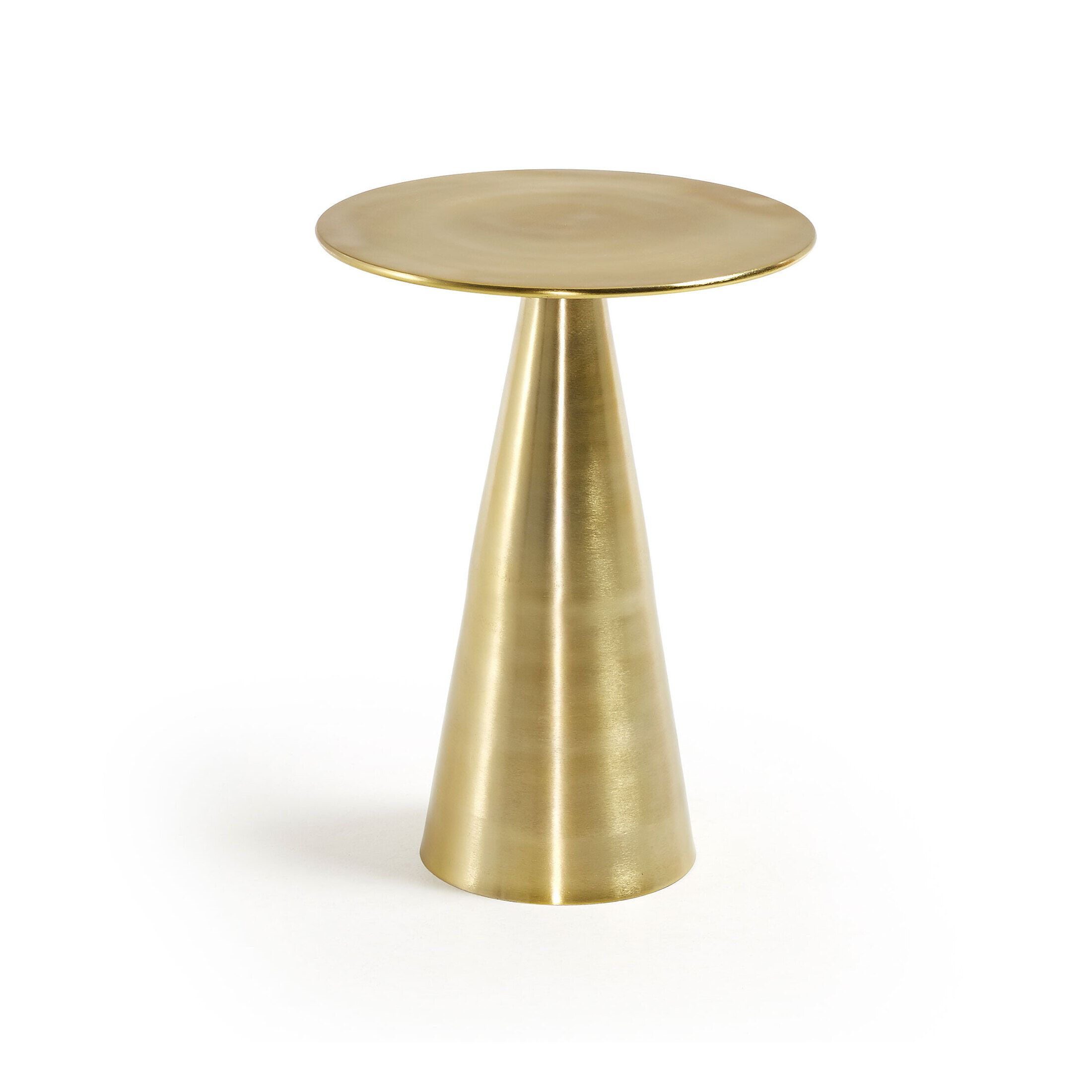 Stijlvolle ronde bijzettafel Rhet van Kave Home – goudkleurig design voor elke woonkamer
