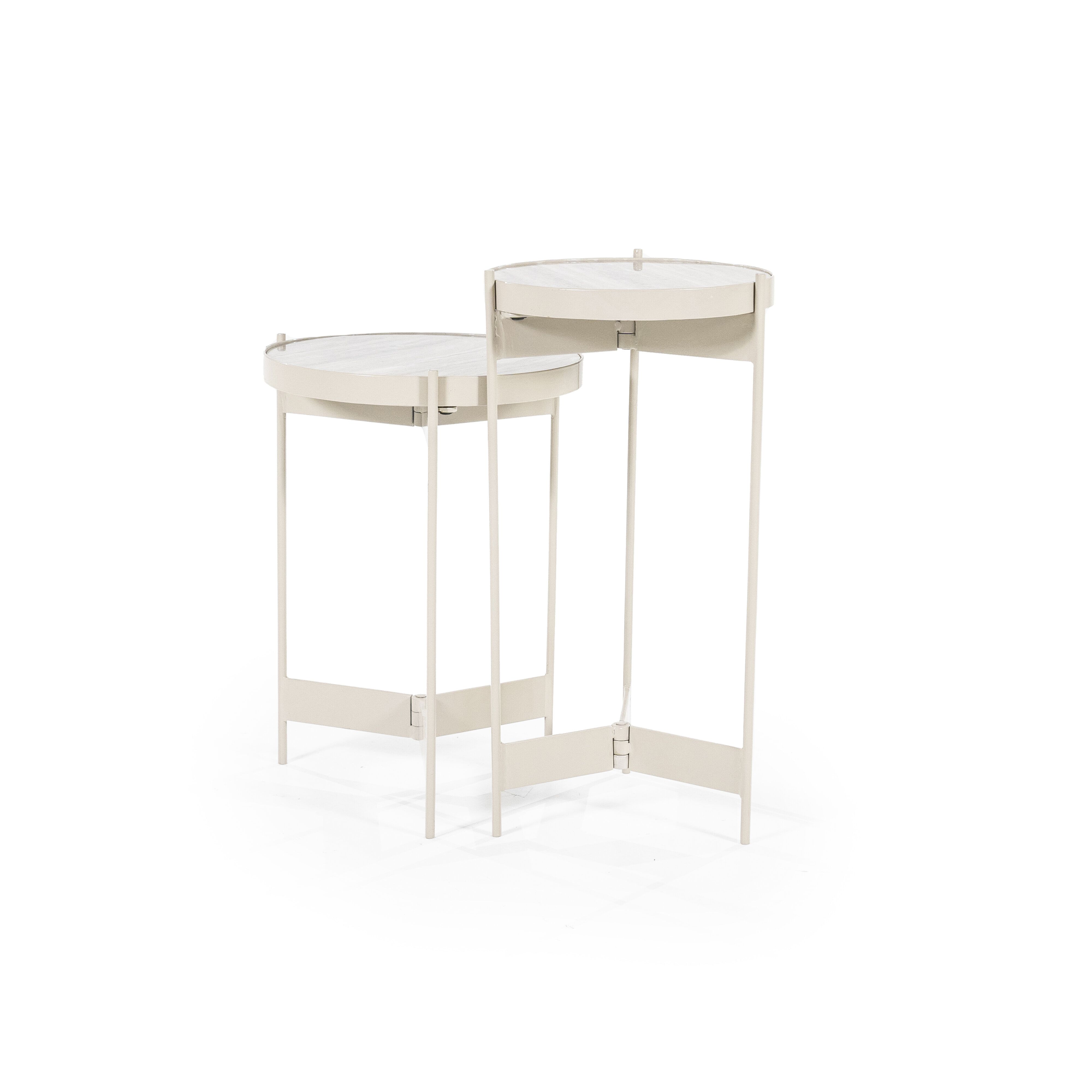 Stijlvolle ronde bijzettafels van By‑Boo – set van twee in zacht beige