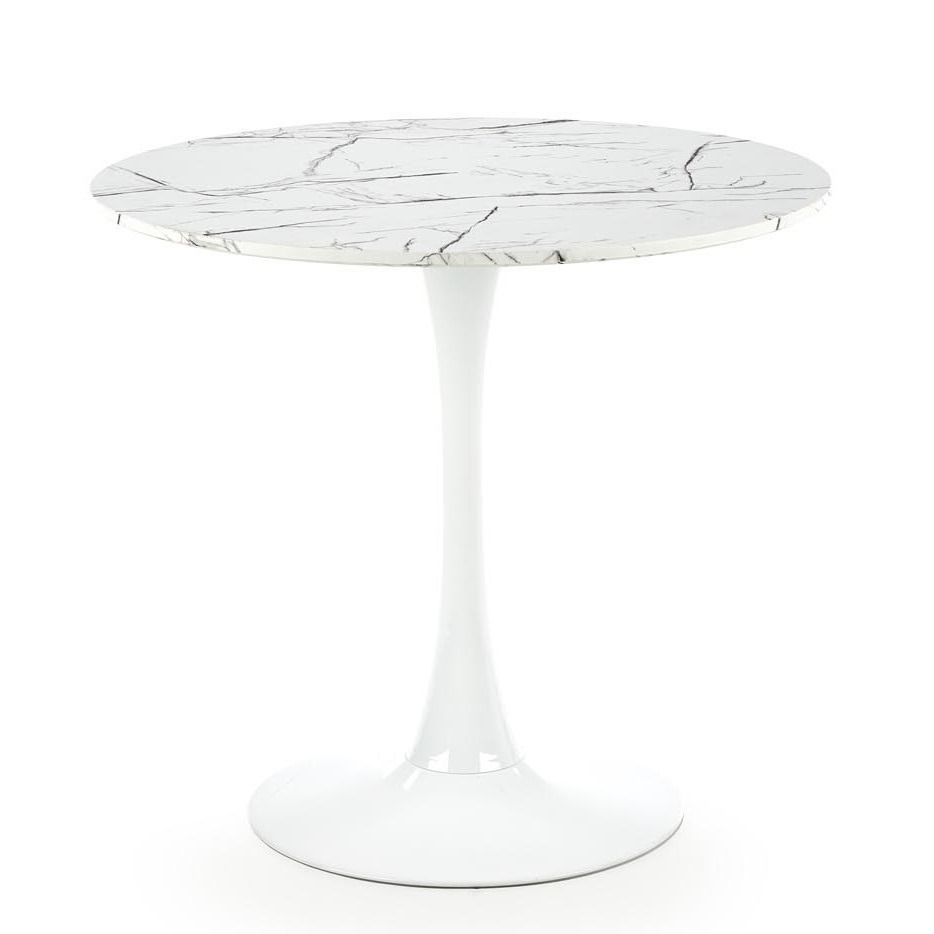 Stijlvolle Ronde Eettafel Denver – Compact en Modern in Witte Marmerlook