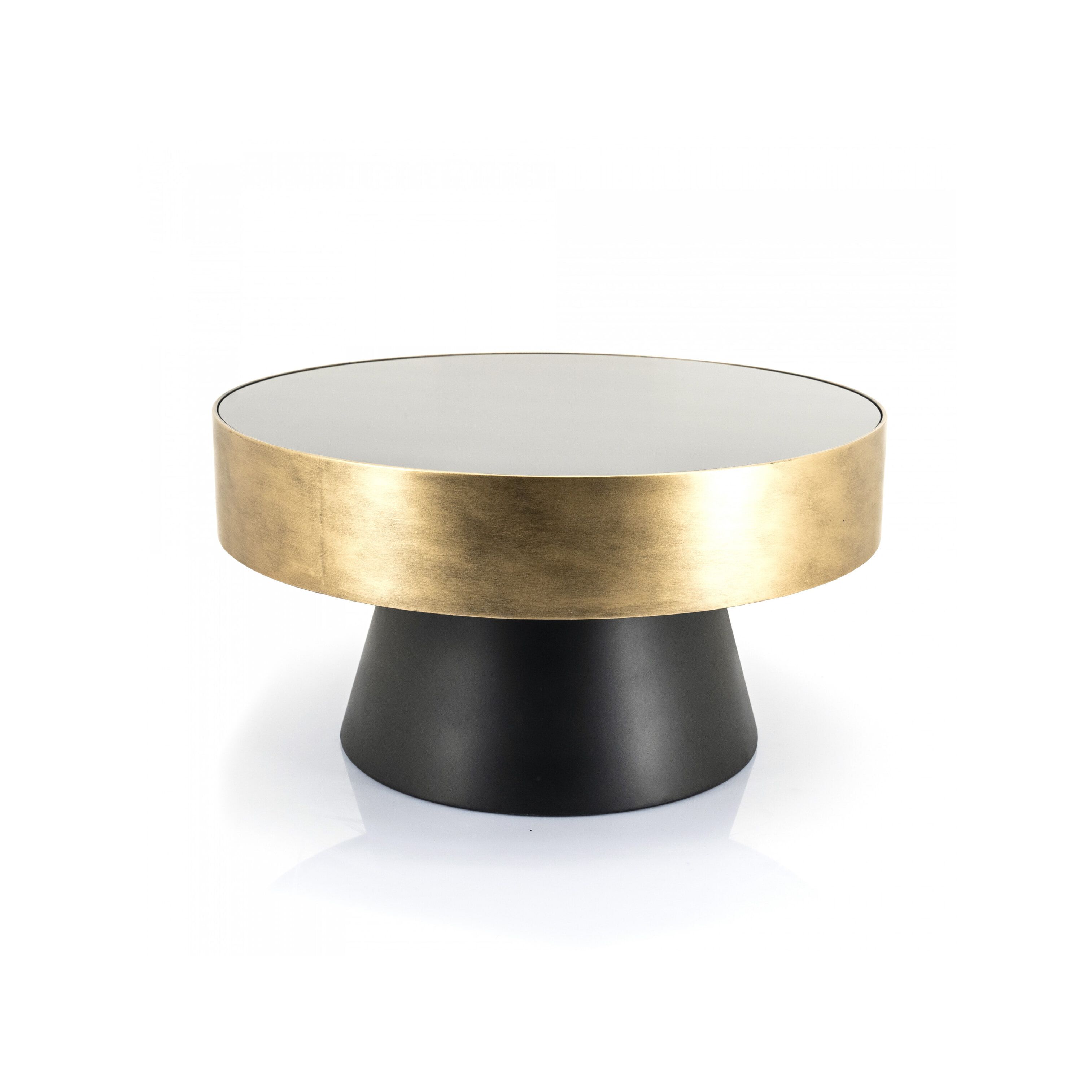 Stijlvolle ronde salontafel Bunga van By‑Boo – 75 cm zwart/goud met glazen blad