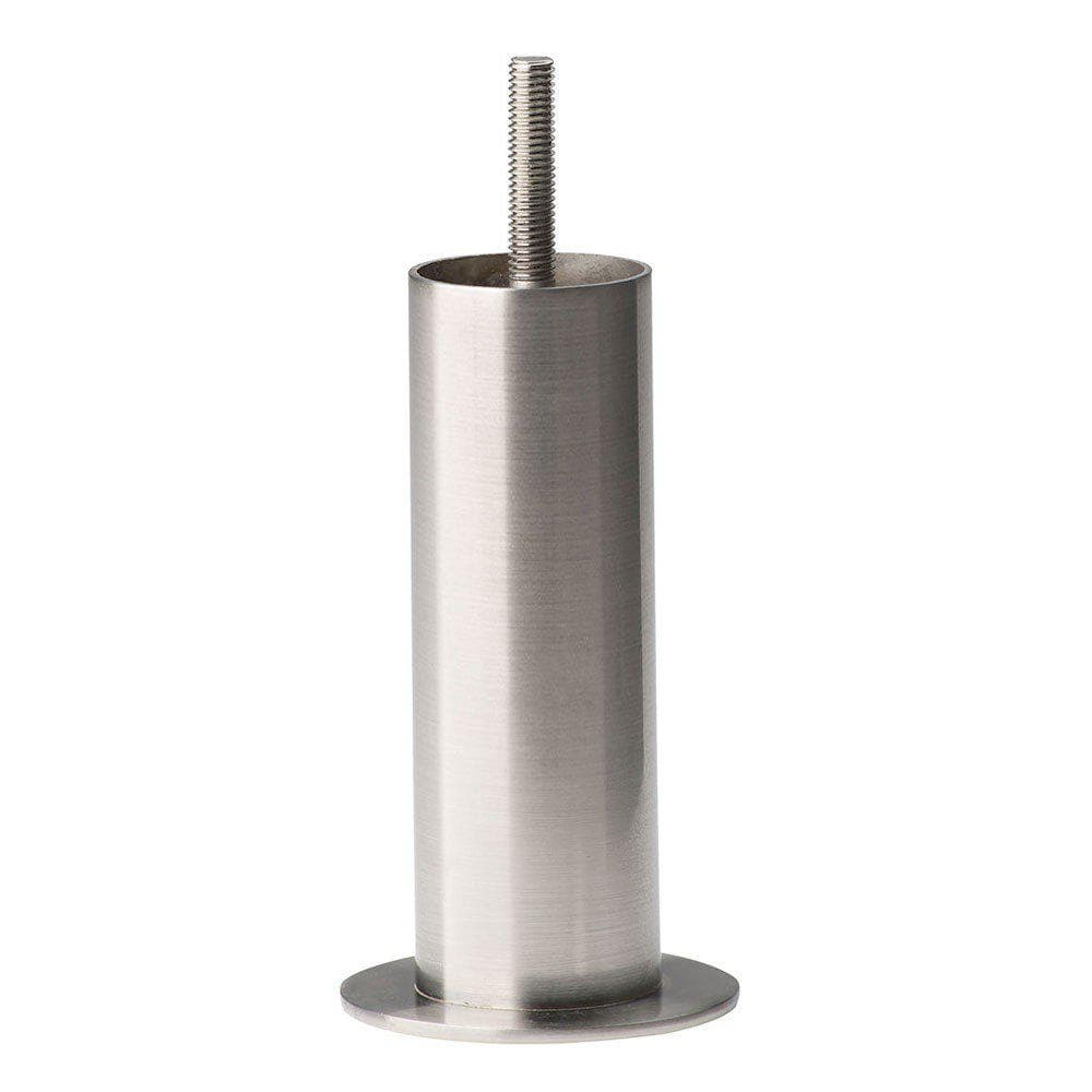 Stijlvolle RVS-look meubelpoot 14 cm – ronde stalen basis met M8 draadeind