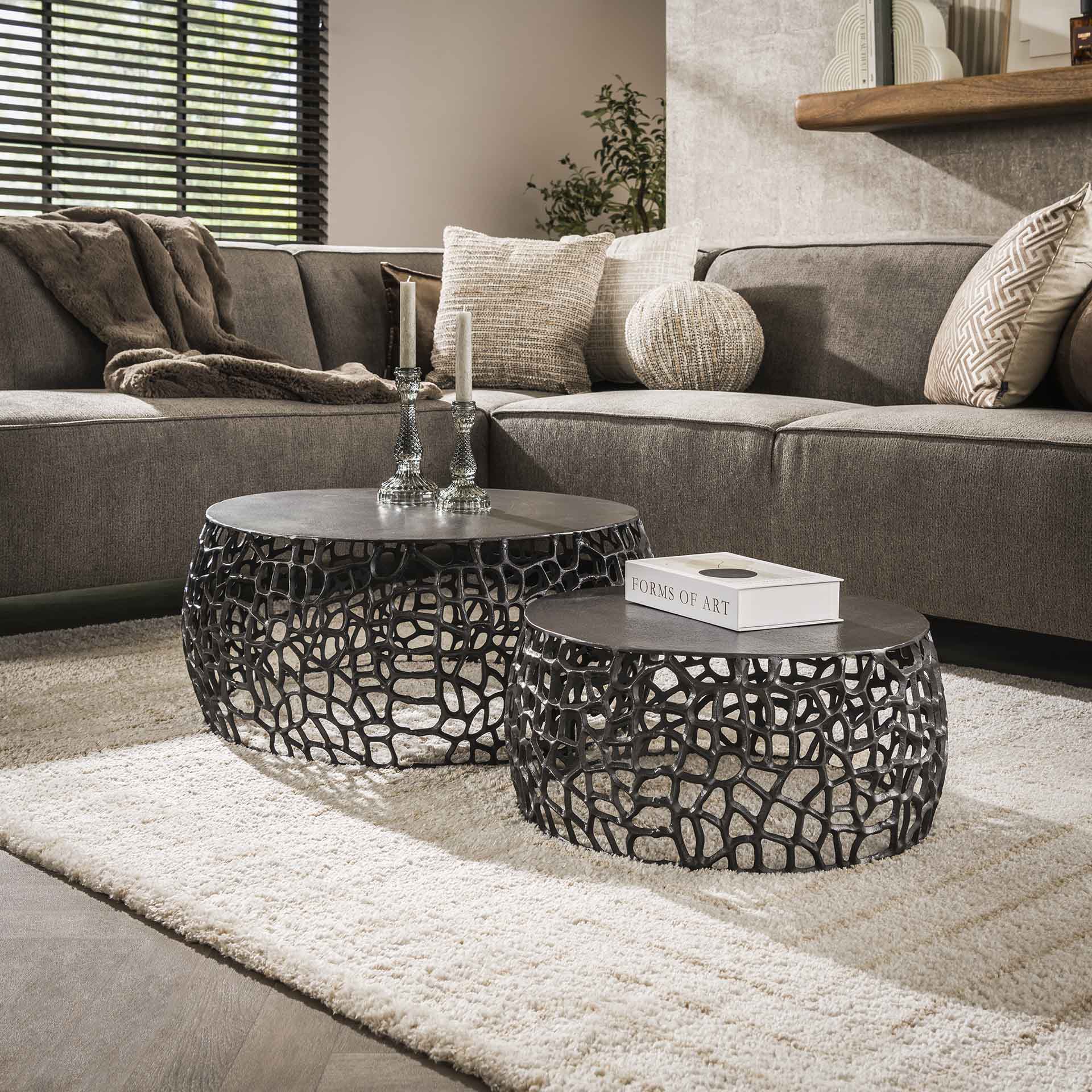 Stijlvolle Salontafel Set Cello Zwart‑Grijs – Modern Design van Zaloni